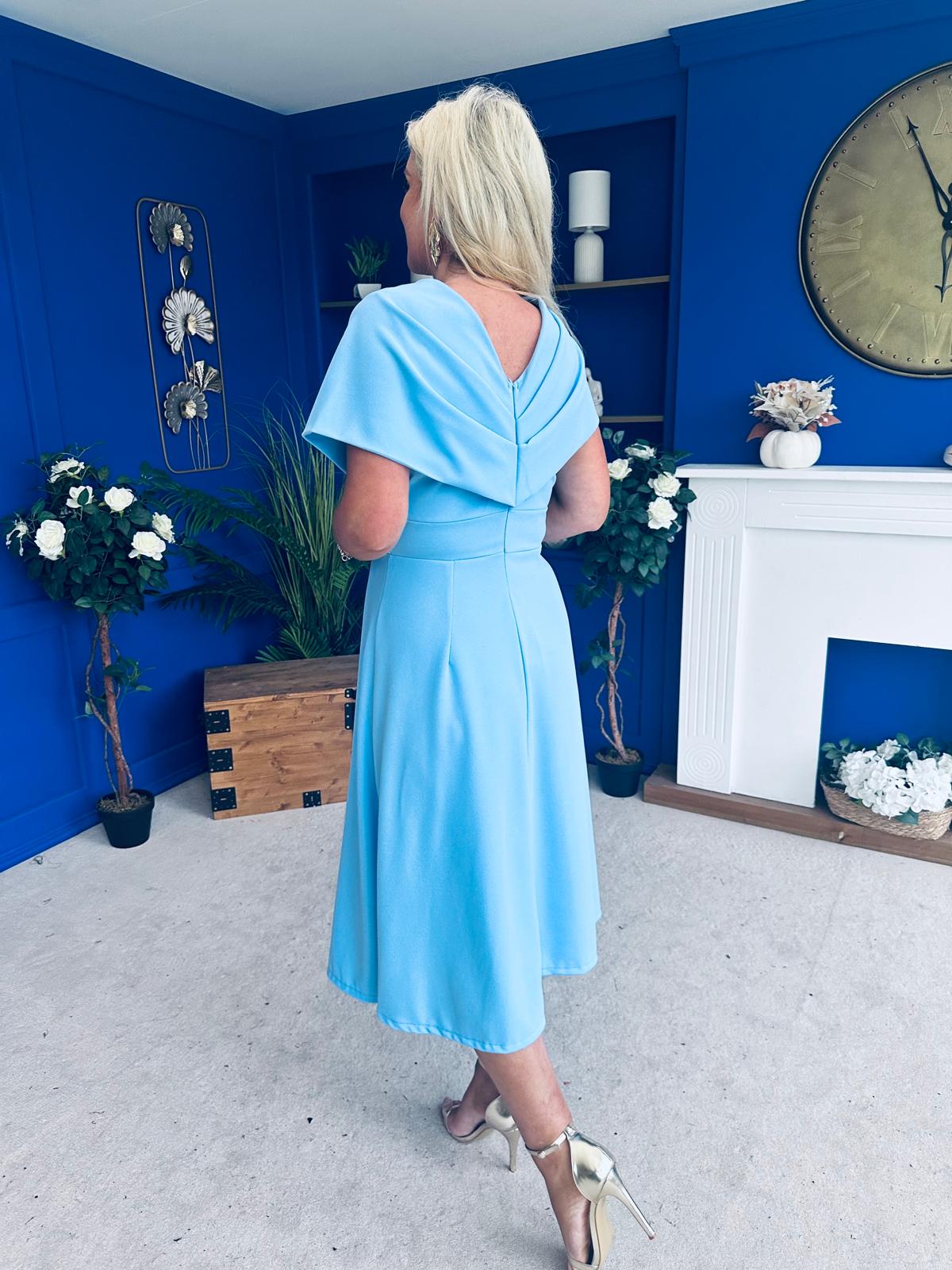 Catherine Detailed Occasion Dress Pwr Blue