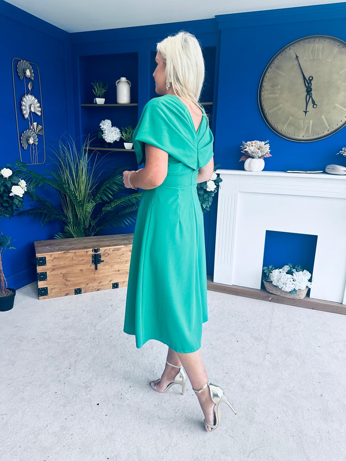 Catherine Detailed Occasion Dress Emerald