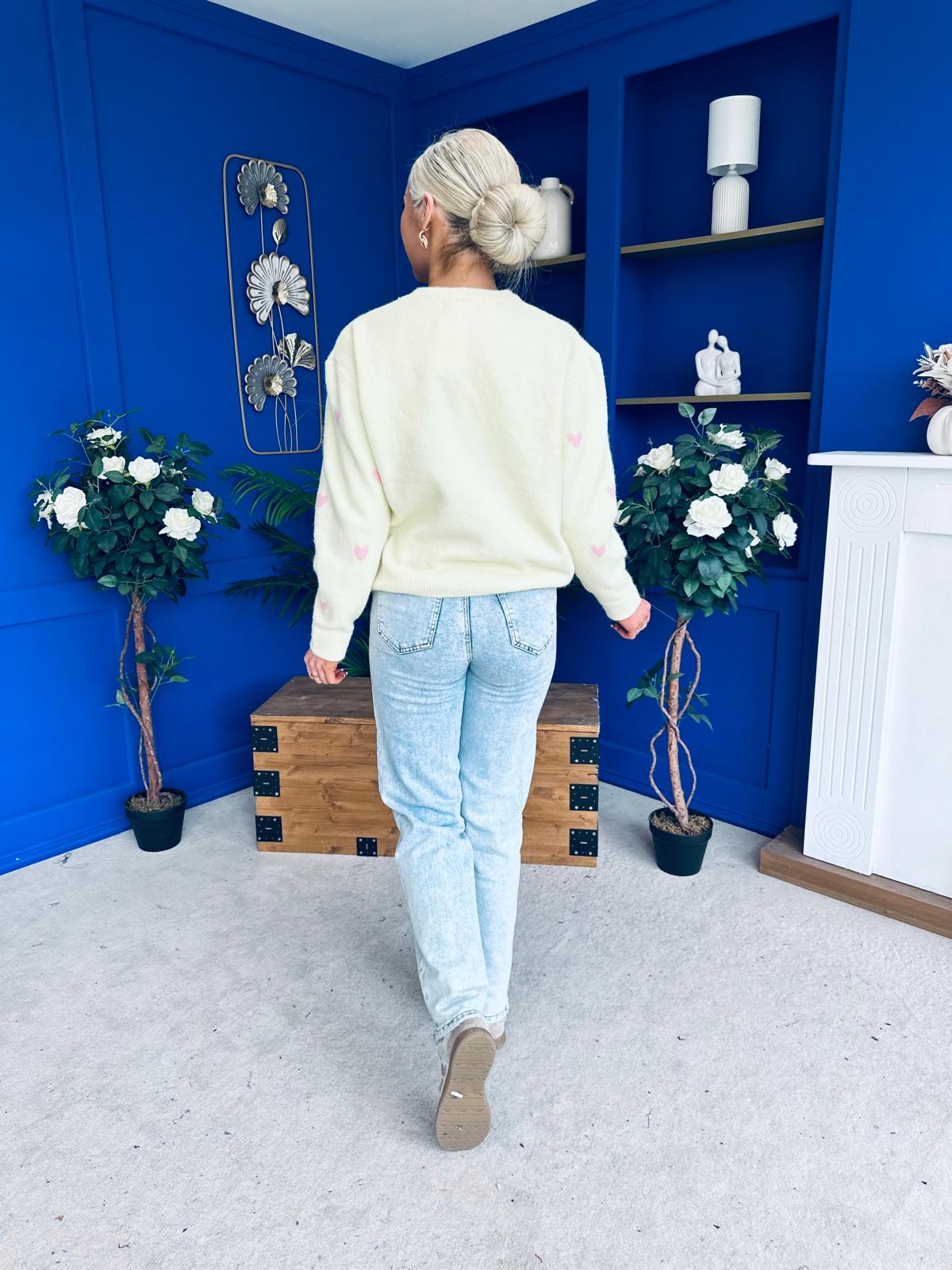 Philipa Heart Detail Knit Jumper Yellow