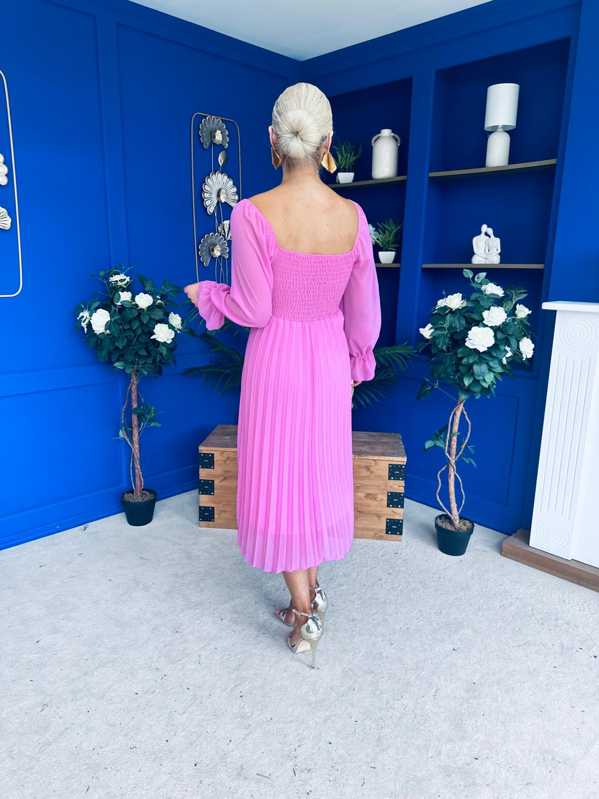 Siofra Detailed Midi Dress Cerise