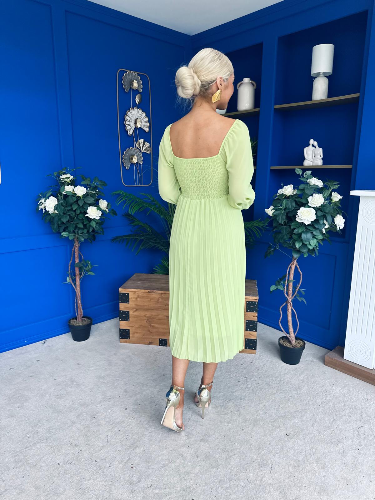 Siofra Detailed Midi Dress Lime