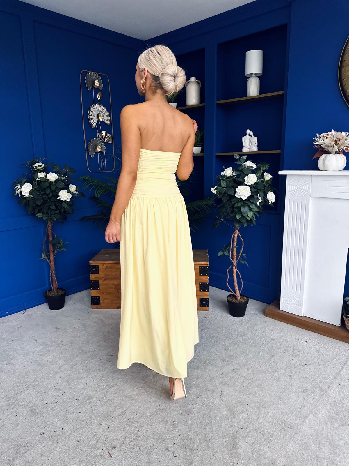 Tegan Bandeau Occasion Maxi Dress Yellow
