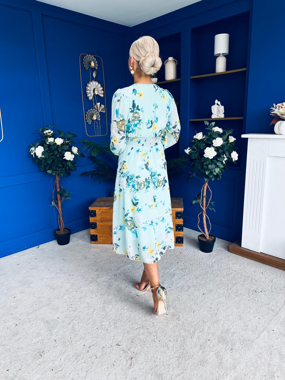 Bronagh Banded Midi Dress Floral Mint