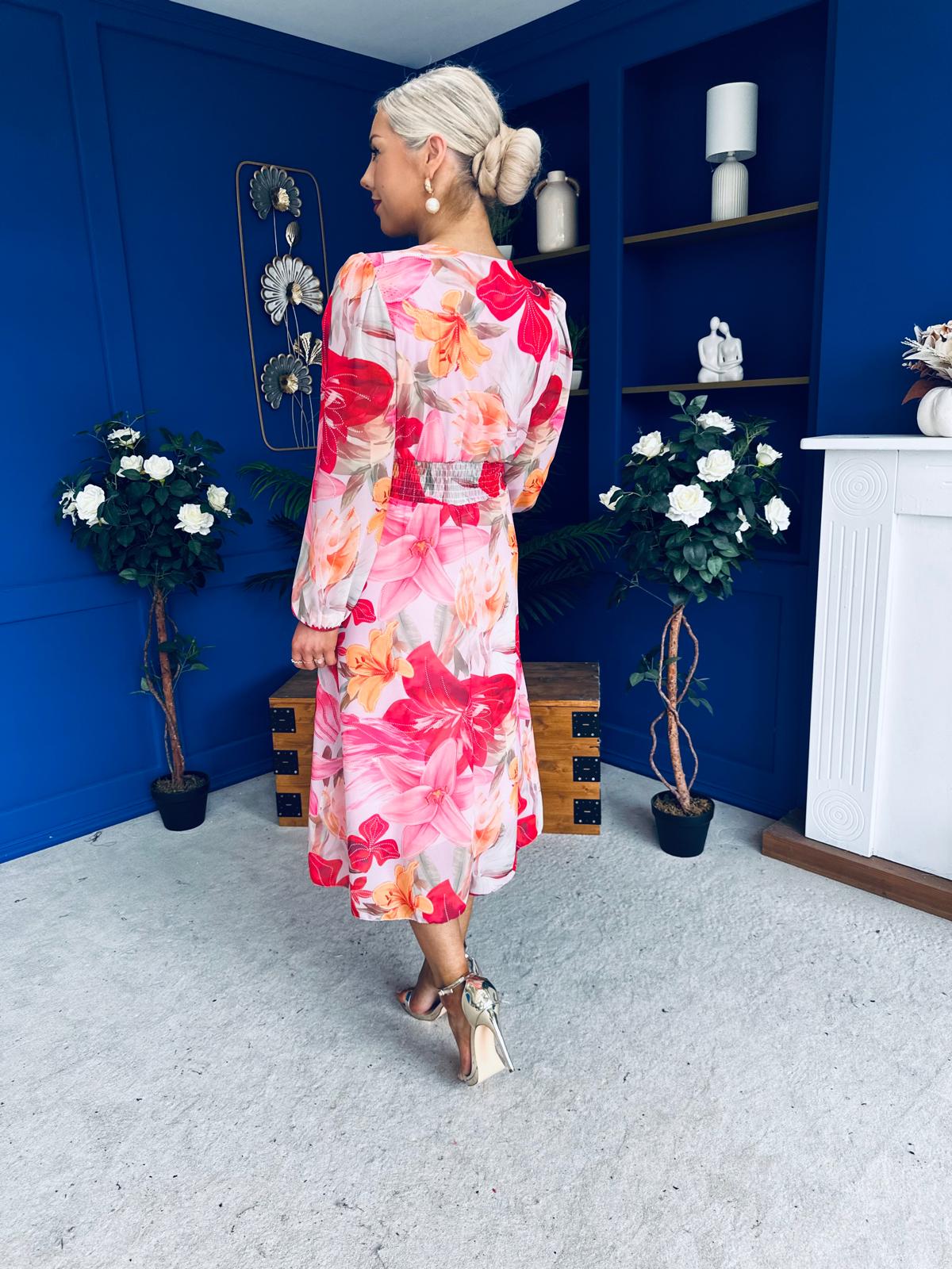 Bronagh Banded Midi Dress Floral Rouge