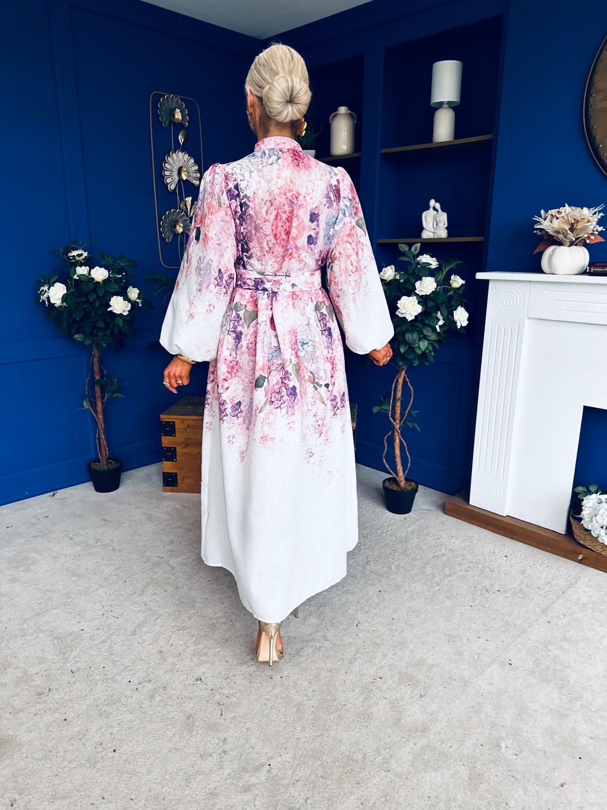 Laura Detailed Shirt Dress Floral White