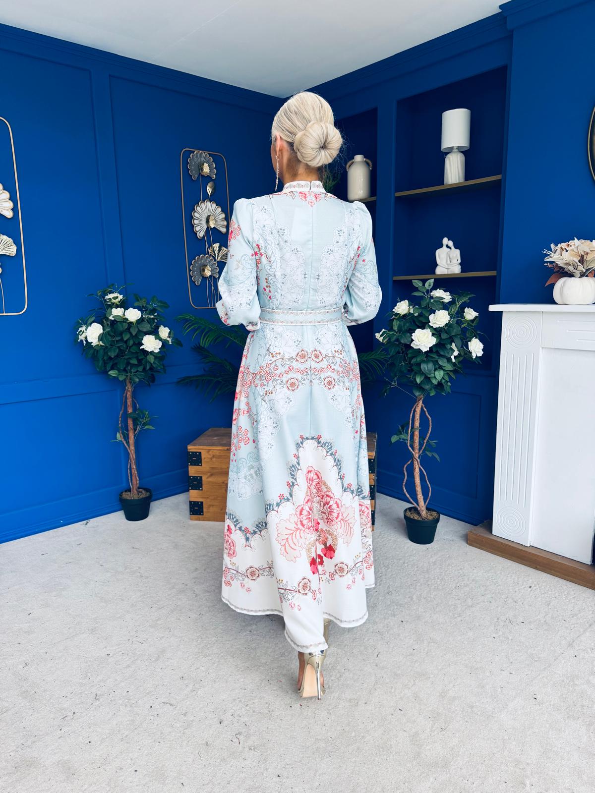 Joanna Detailed Midi Shirt Dress Pastel Blue