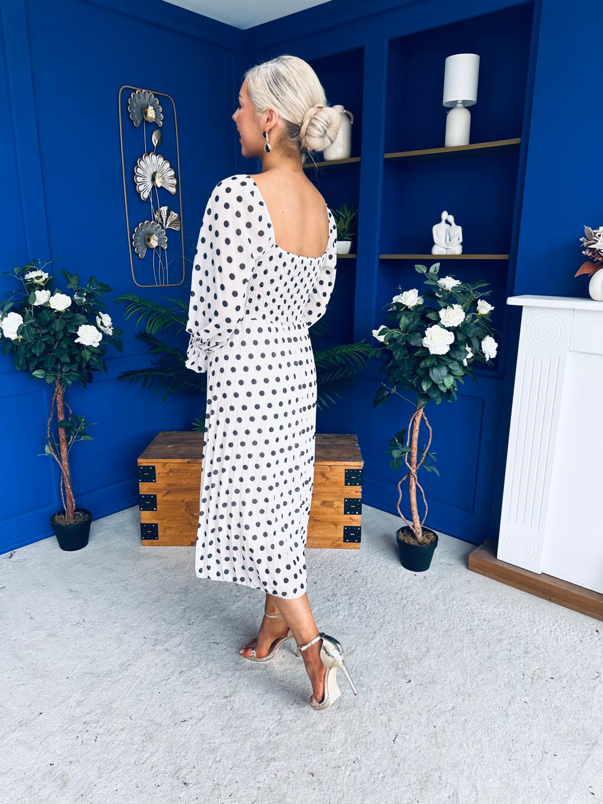 Roisin Detailed Midi Dress CreamWhite