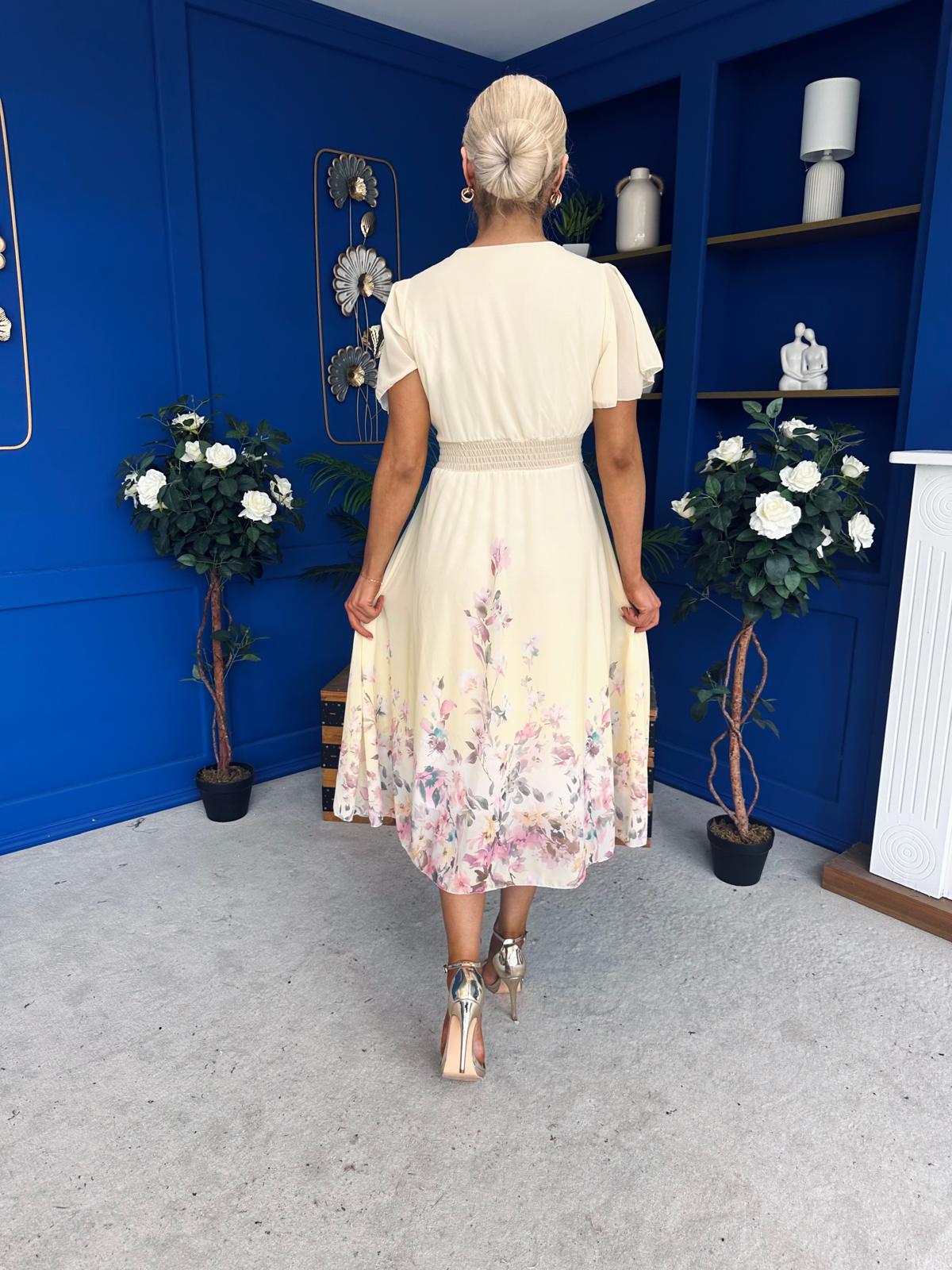 Bebhinn Detailed Midi Dress Floral Yellow