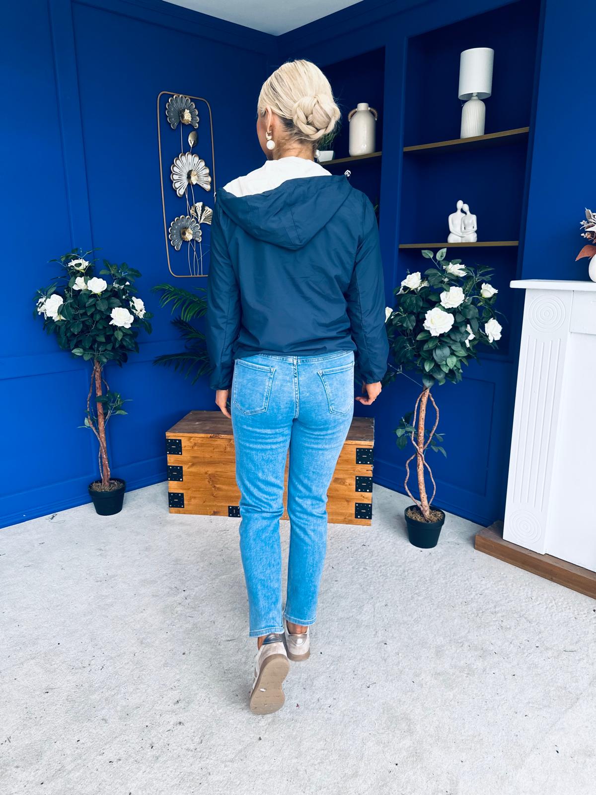 Sophia Hooded Windbreaker Navy