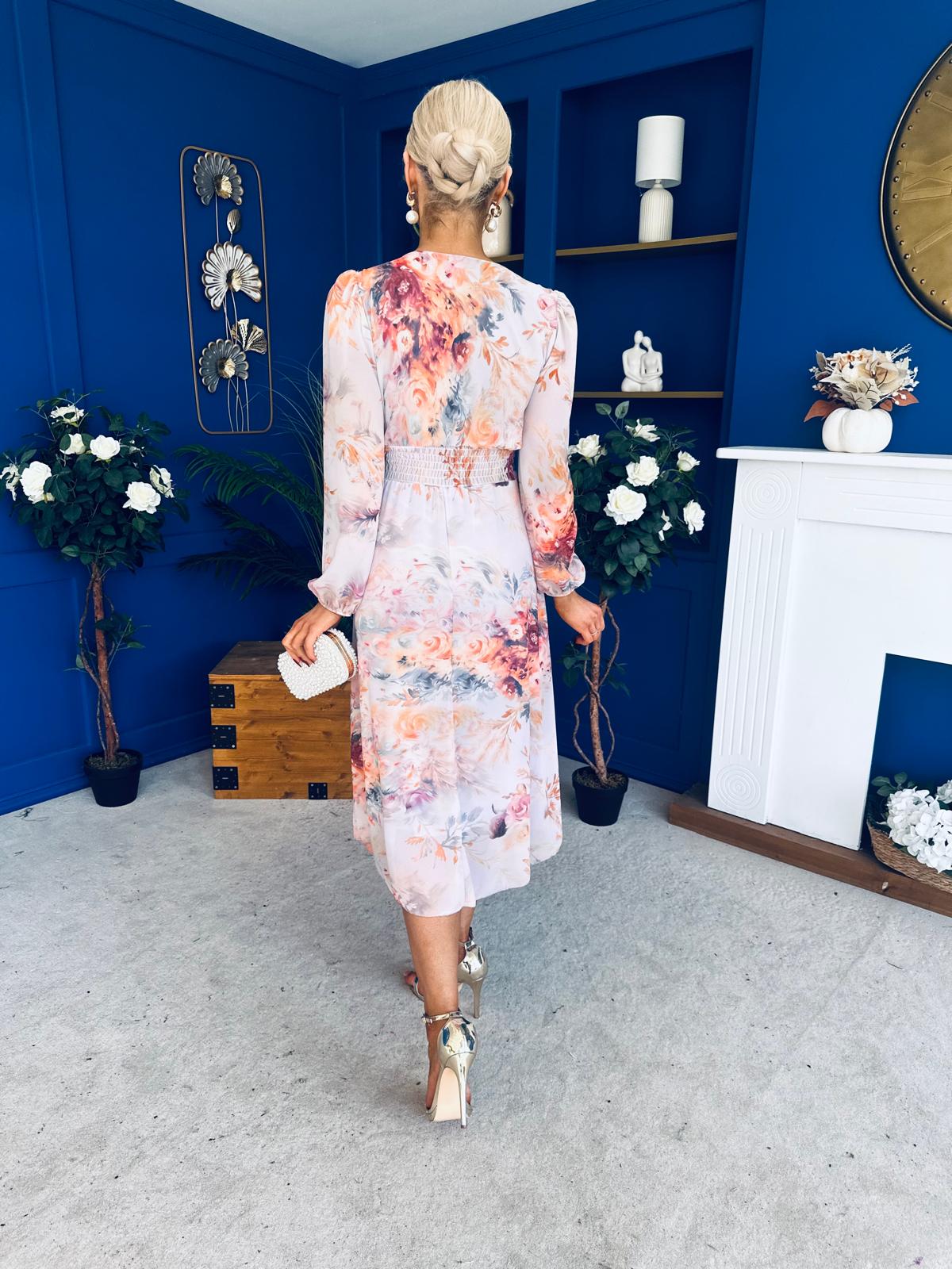 Bronagh Banded Midi Dress Floral Pastel