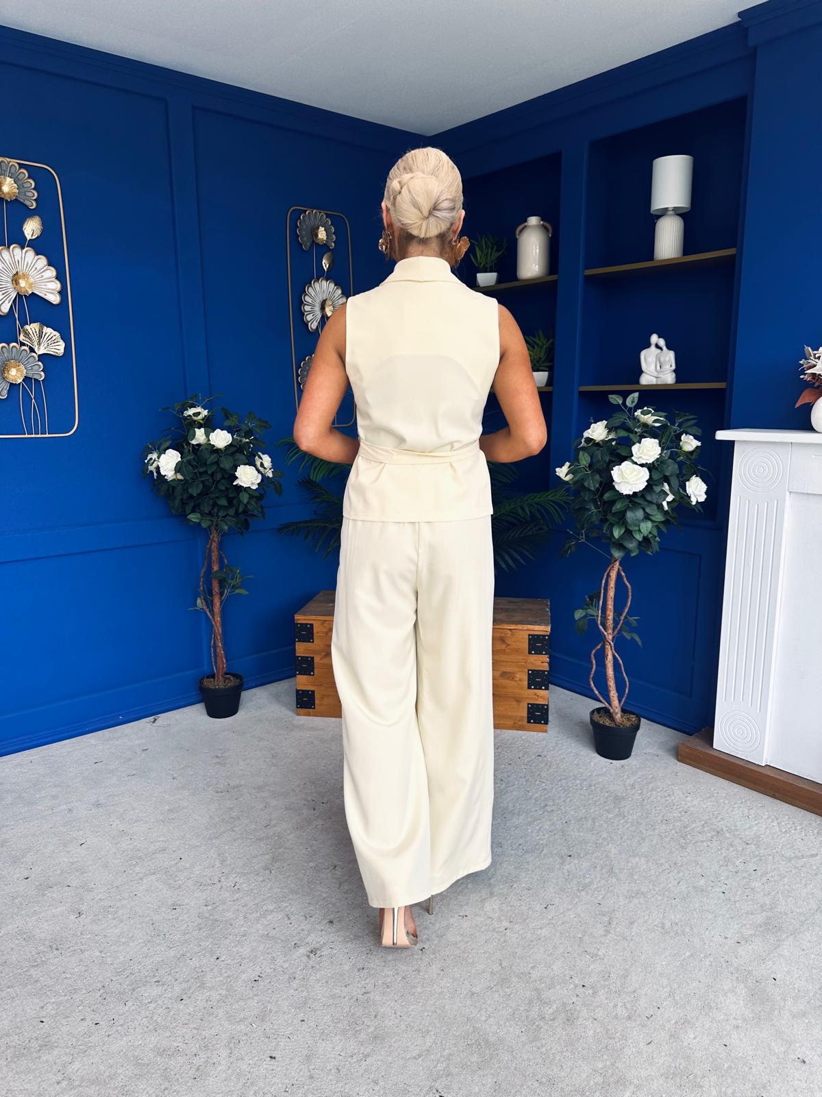 Janis Wrap Waistcoat & Trouser Set Yellow Pre Order 7 Mar