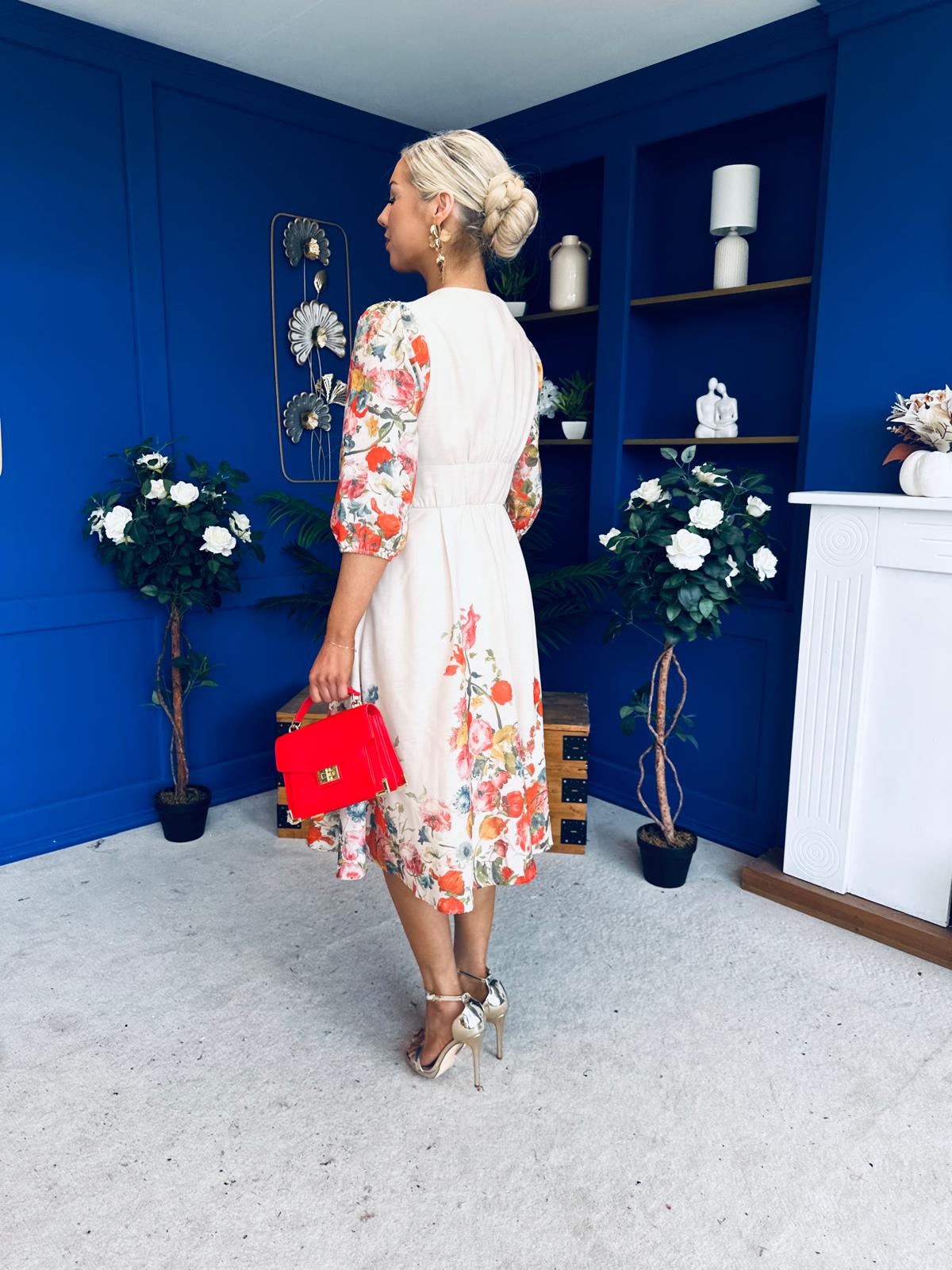 Salma Long Sleeve Midi Dress Print