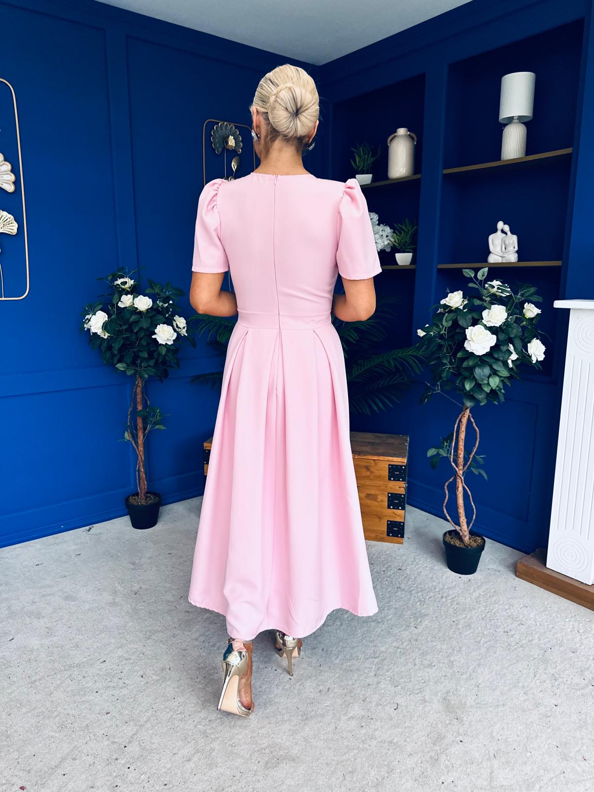 Eibhlin Detailed Occasion Midi Dress Pwr Pink