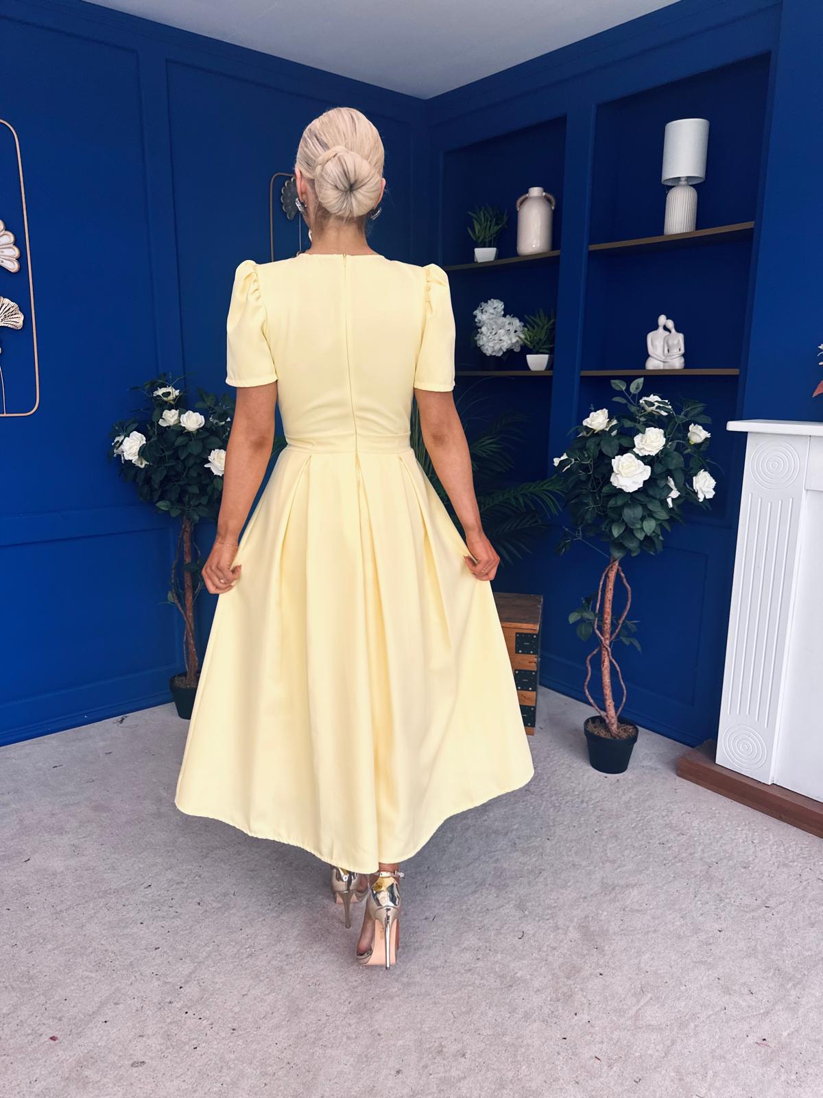 Eibhlin Detailed Occasion Midi Dress Yellow