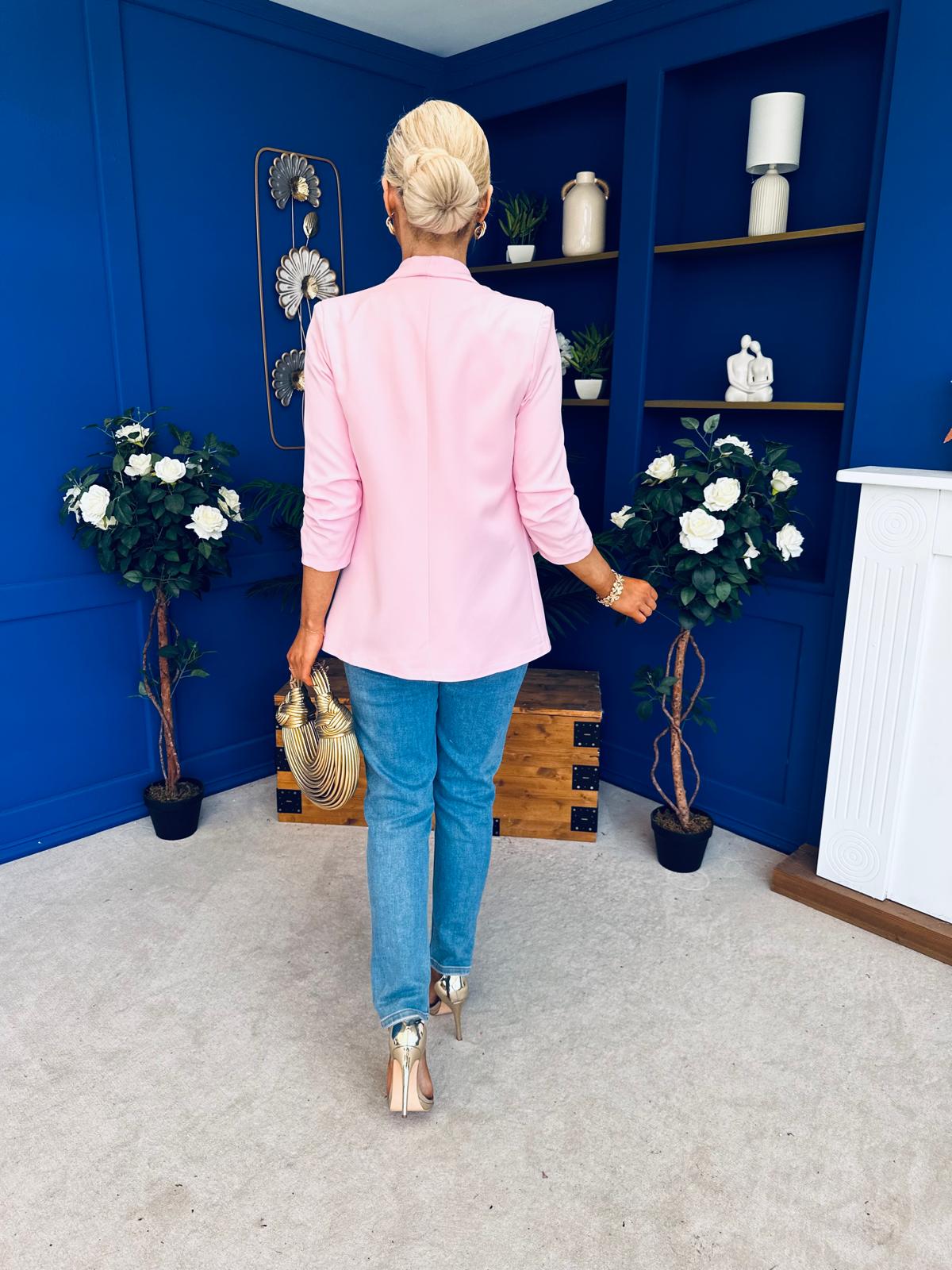 Laura Ruched Sleeve Blazer Pwr Pink