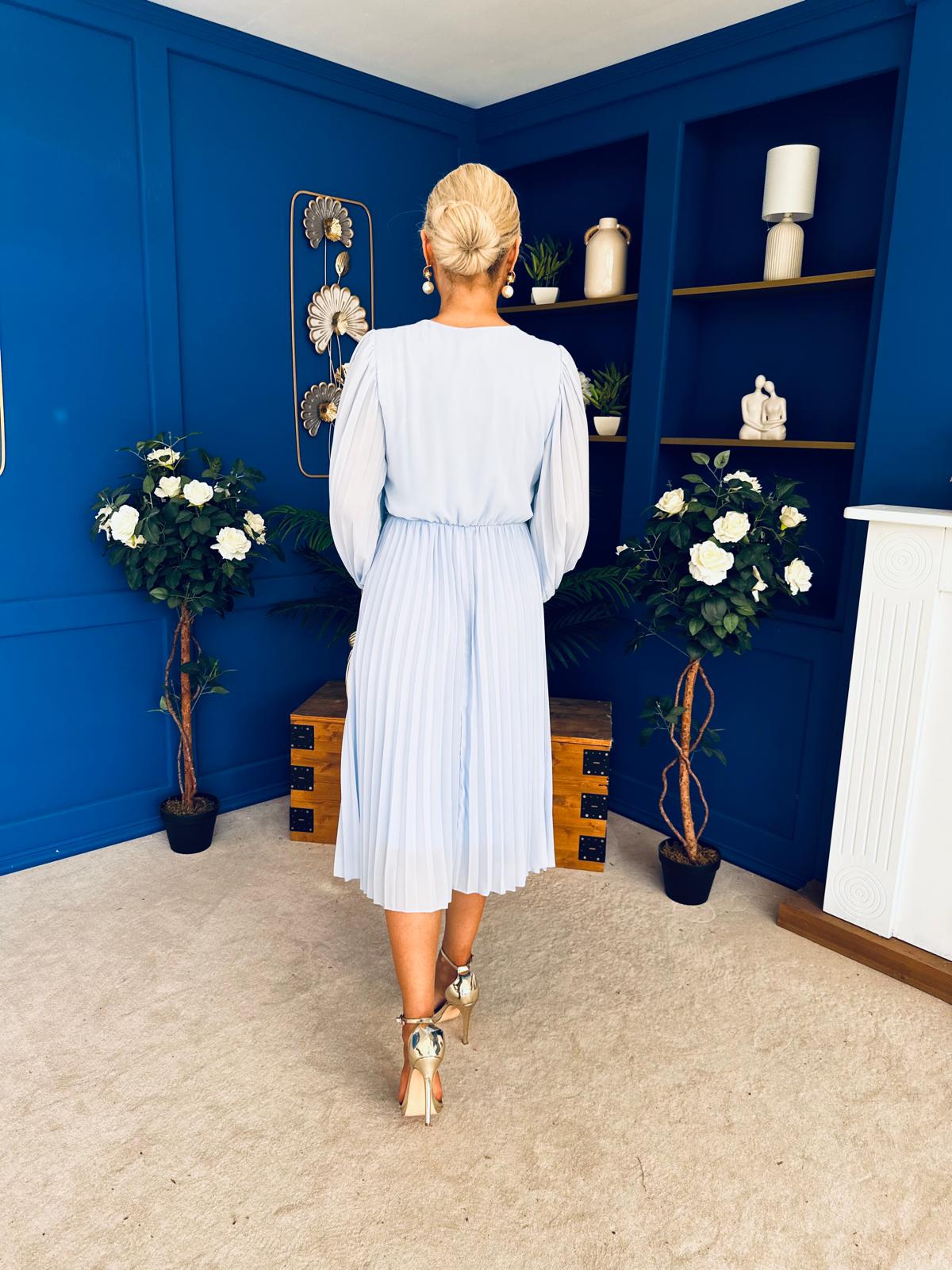 Ciara Pleat Detail Midi Dress Pwr Blue