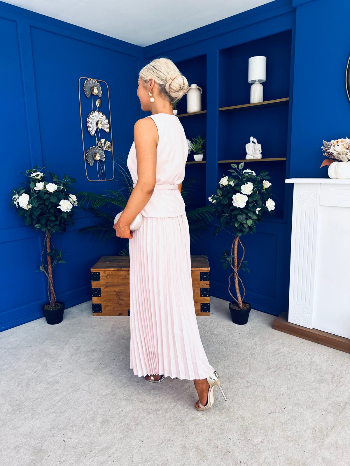 Bernice Detailed Waistcoat & Skirt Set Pwr Pink