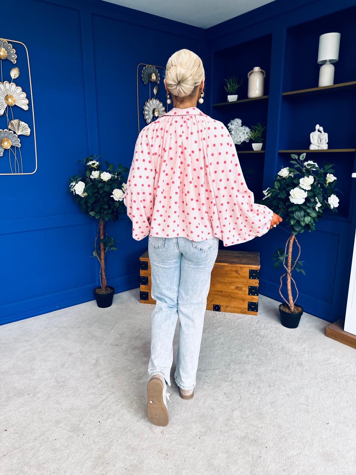 Shelly Polka Bomber Jacket Pwr Pink