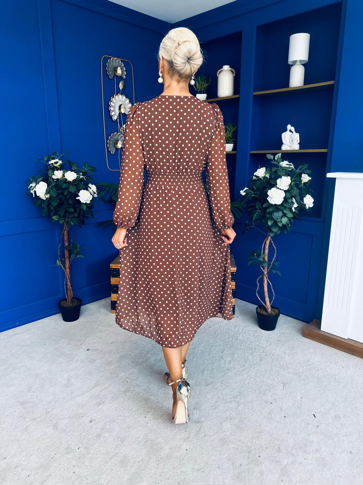 Bronagh Banded Midi Dress Polka Coco