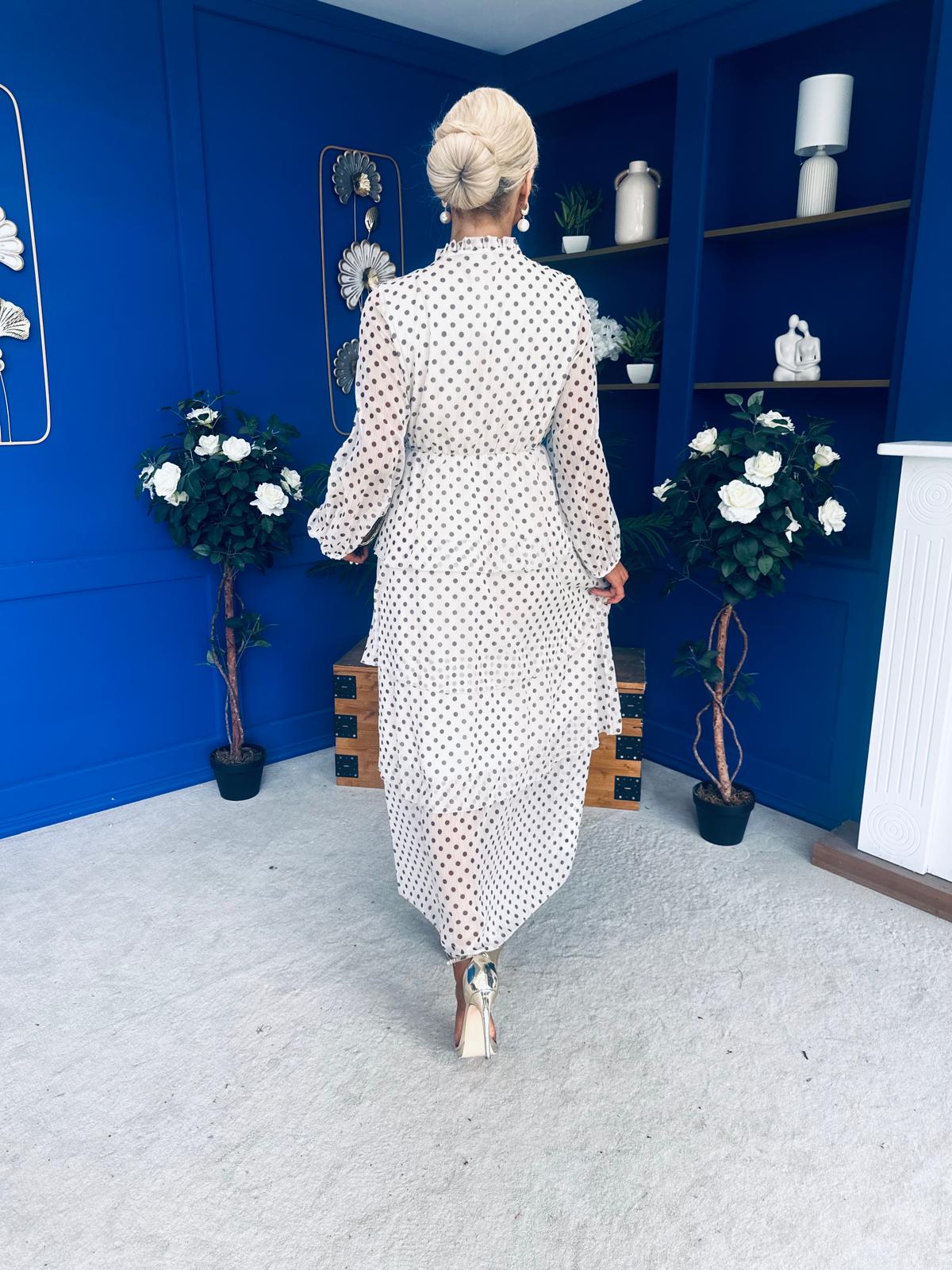 Dolores Layered Occasion Dress Polka Cream