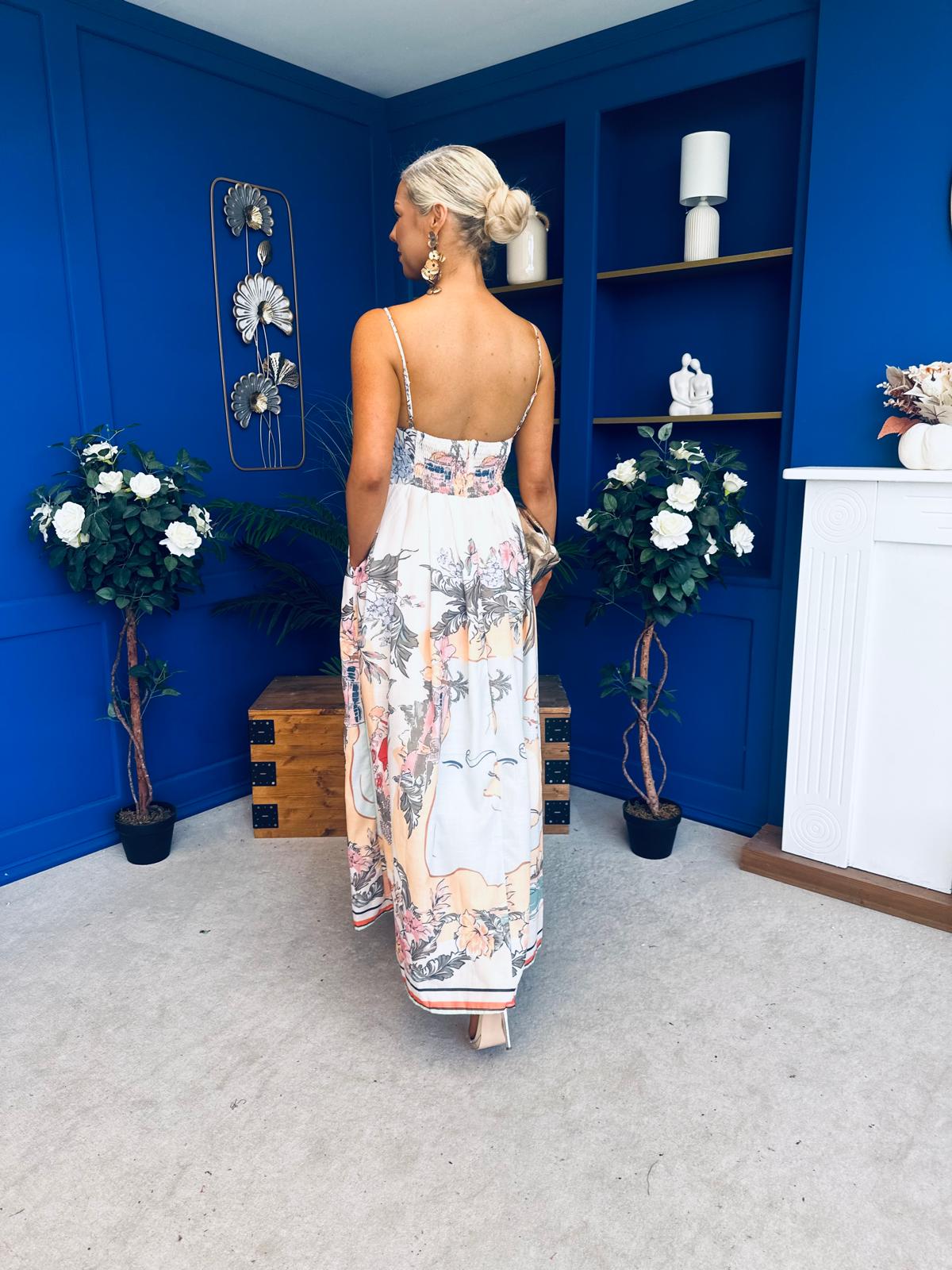 Riana Prinred Strappy Midaxi Dress