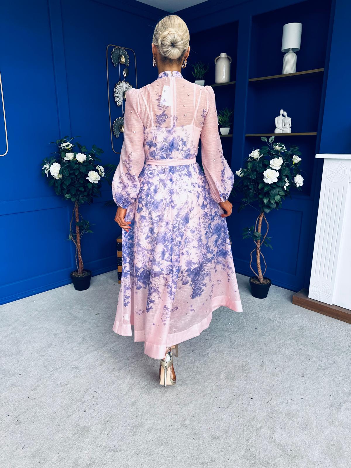 Chloe Embellished Midi Shirt Dress Floral