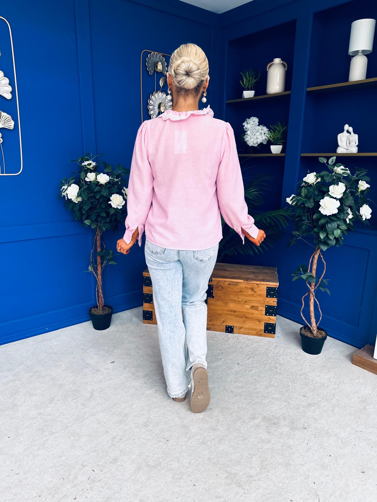 Peri Lace Detail Blouse Pink