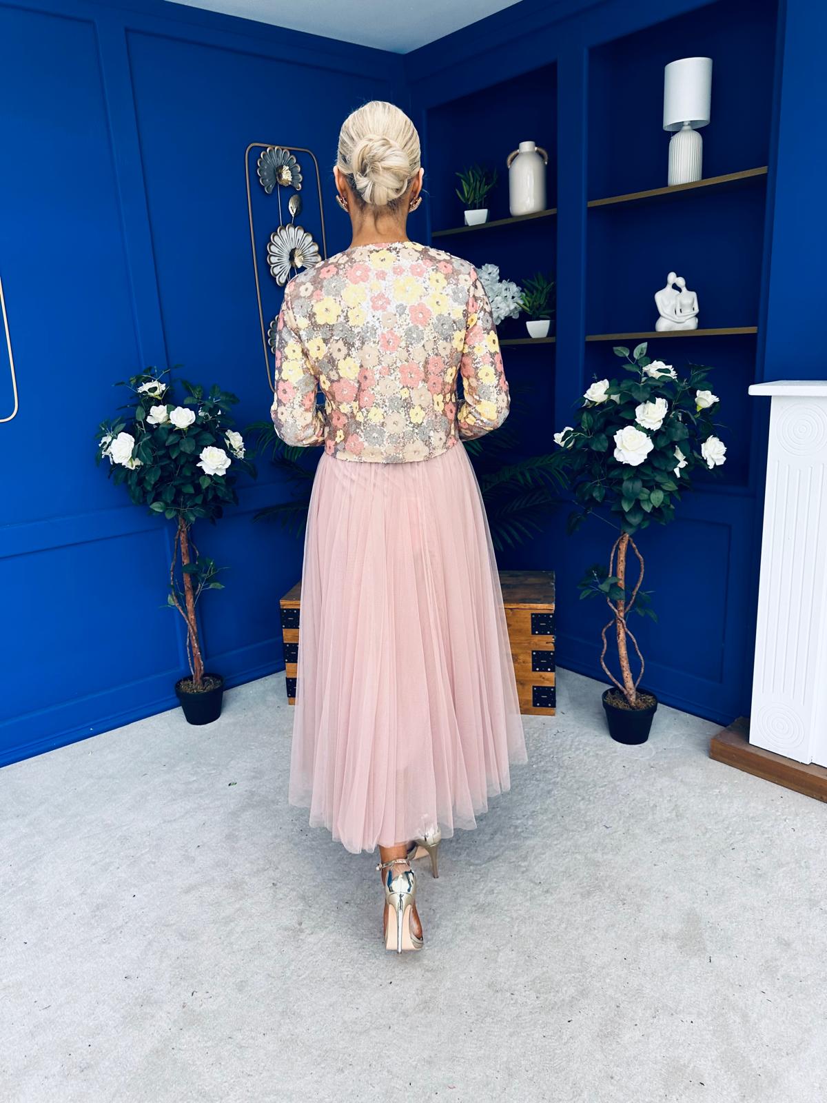 Celine Detailed Tulle Skirt Blush