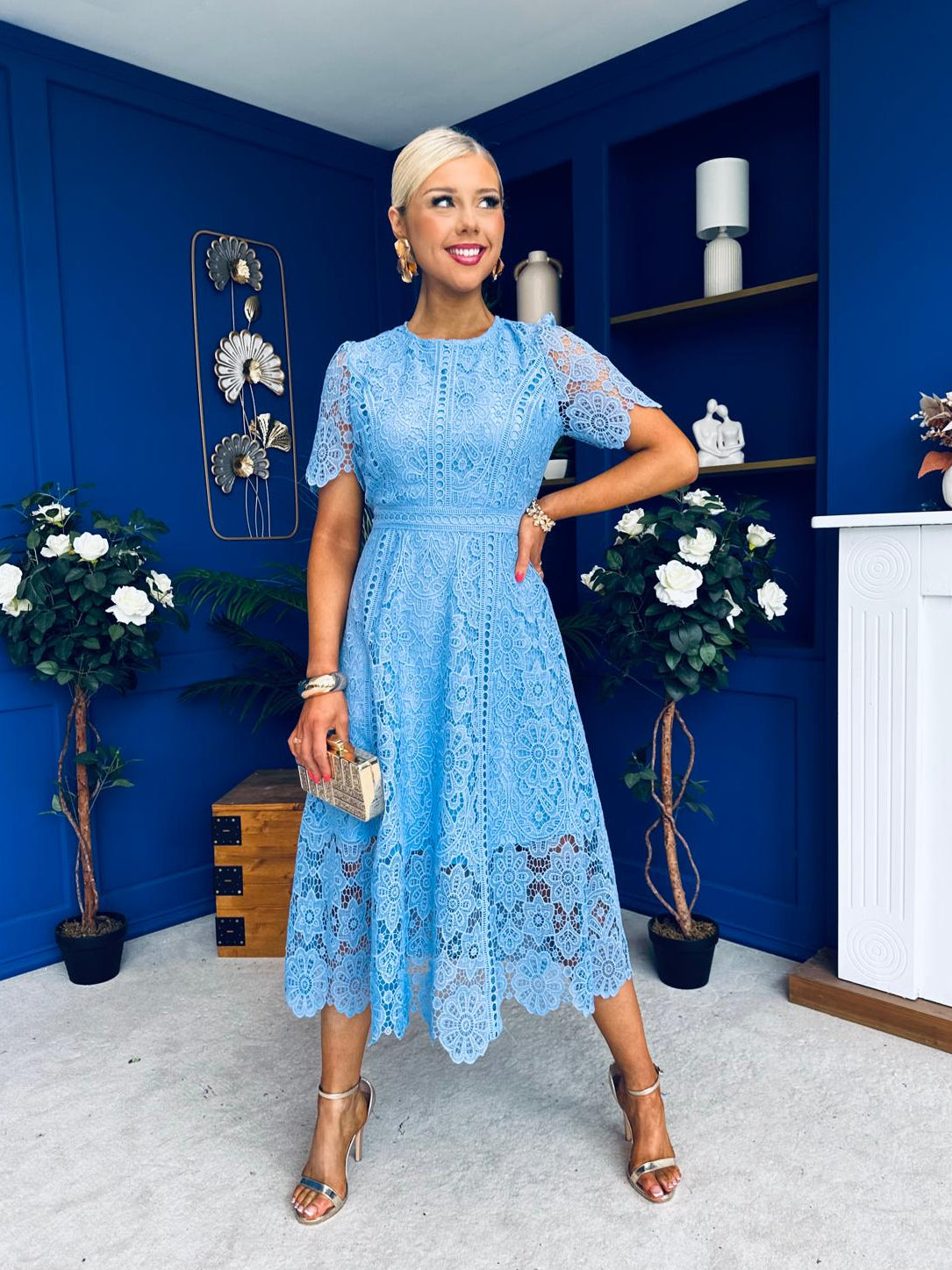 Niamh Crochet Occasion Midi Dress Blue Pre Order 23 May Canella Lane Niamh Crochet Occasion Midi Dress Blue Pre Order 23 May Canella Lane