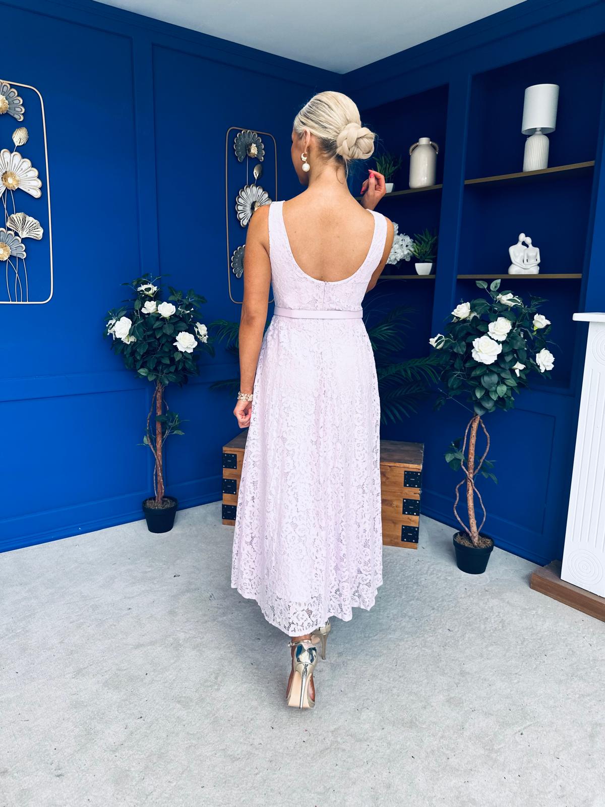 June Lace Detail Occasion Dress Lilac