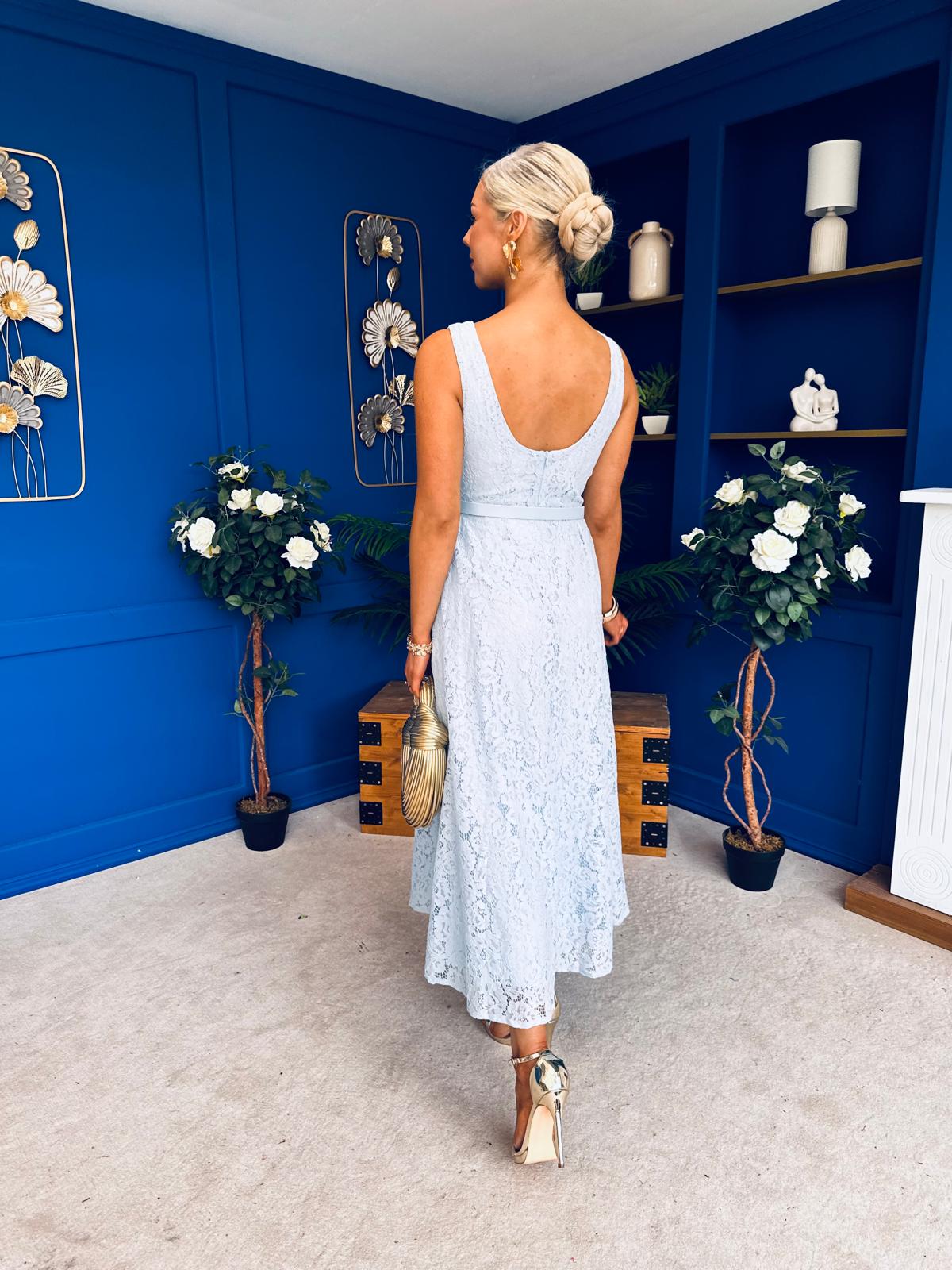 June Lace Detail Occasion Dress Pwr Blue