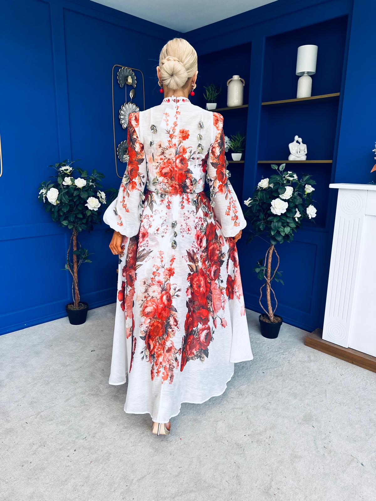 Hayley 3d Floral Detail Shirt Dress Floral Rose