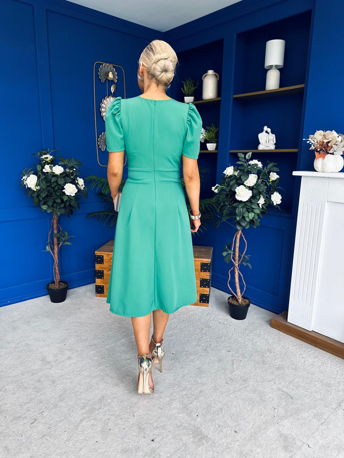 Florence Embellished Occasion Midi Dress Green