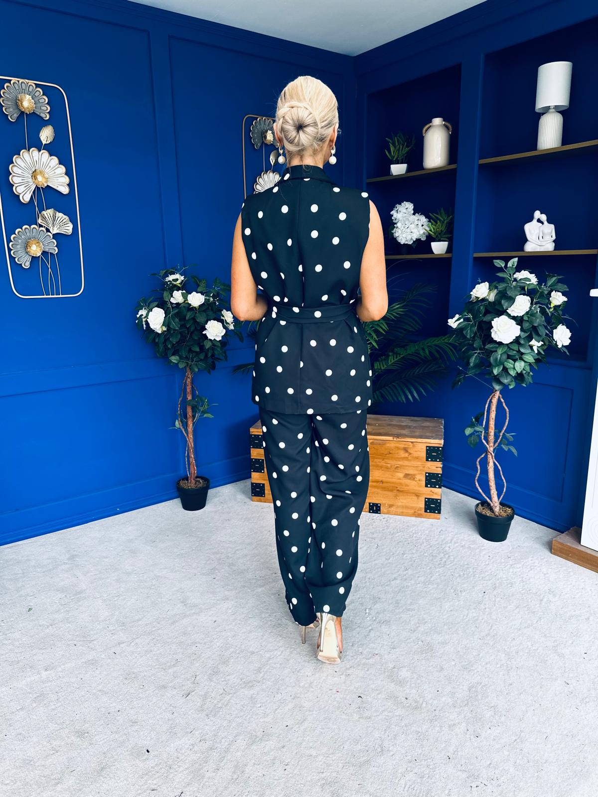 Phoebe Waistcoat & Trouser Set Polka Black
