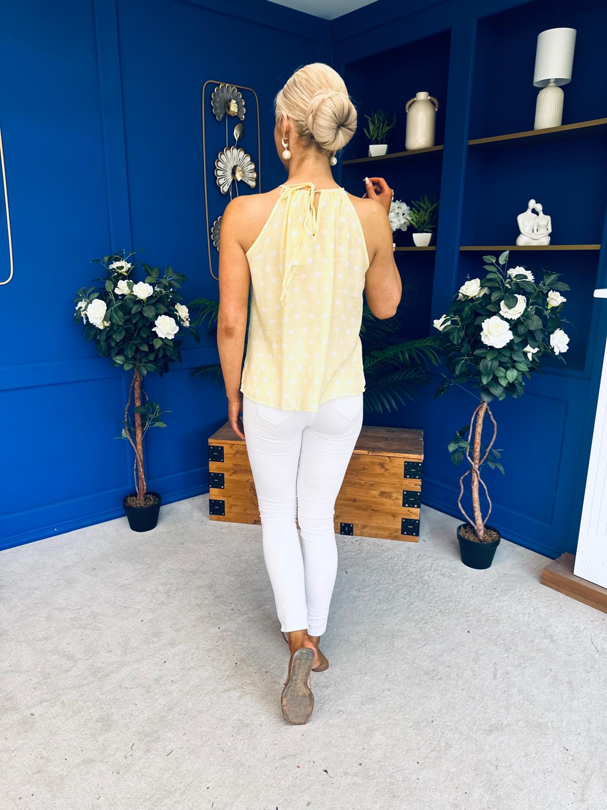 Iona Beaded Top Polka Yellow