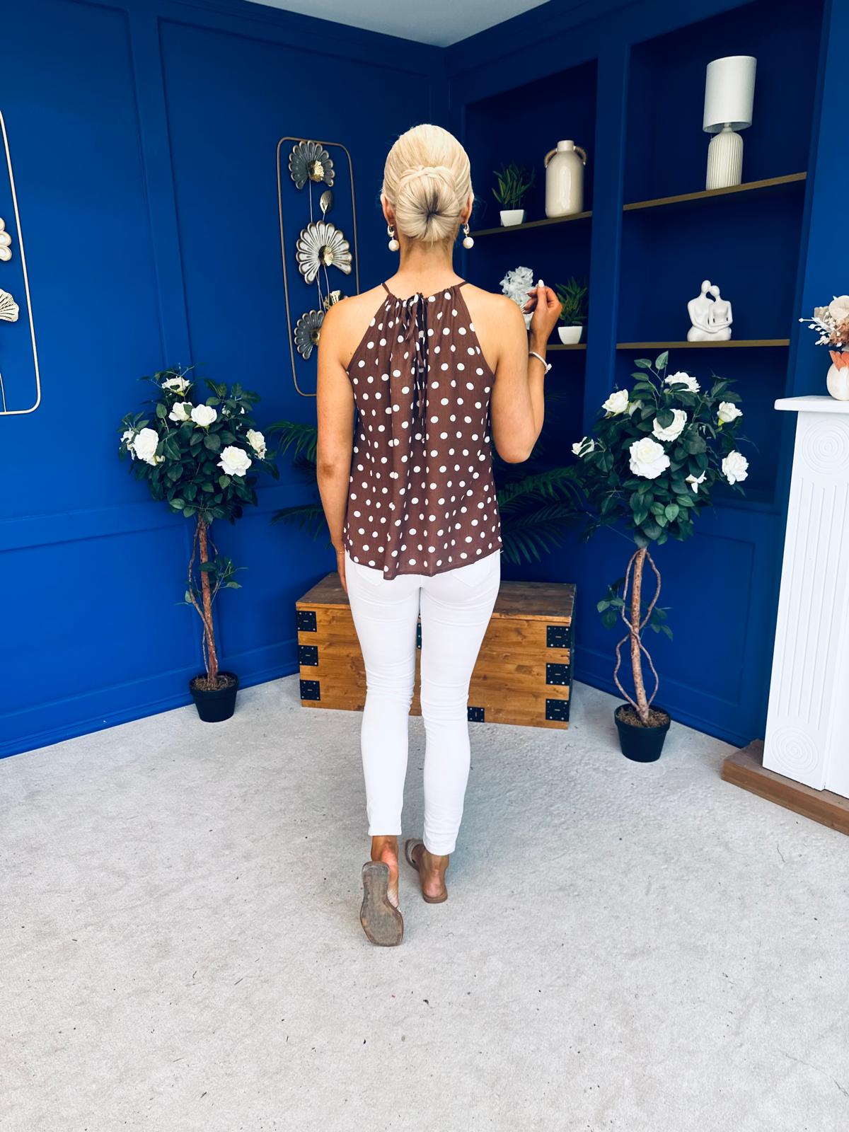 Iona Beaded Top Polka Coco