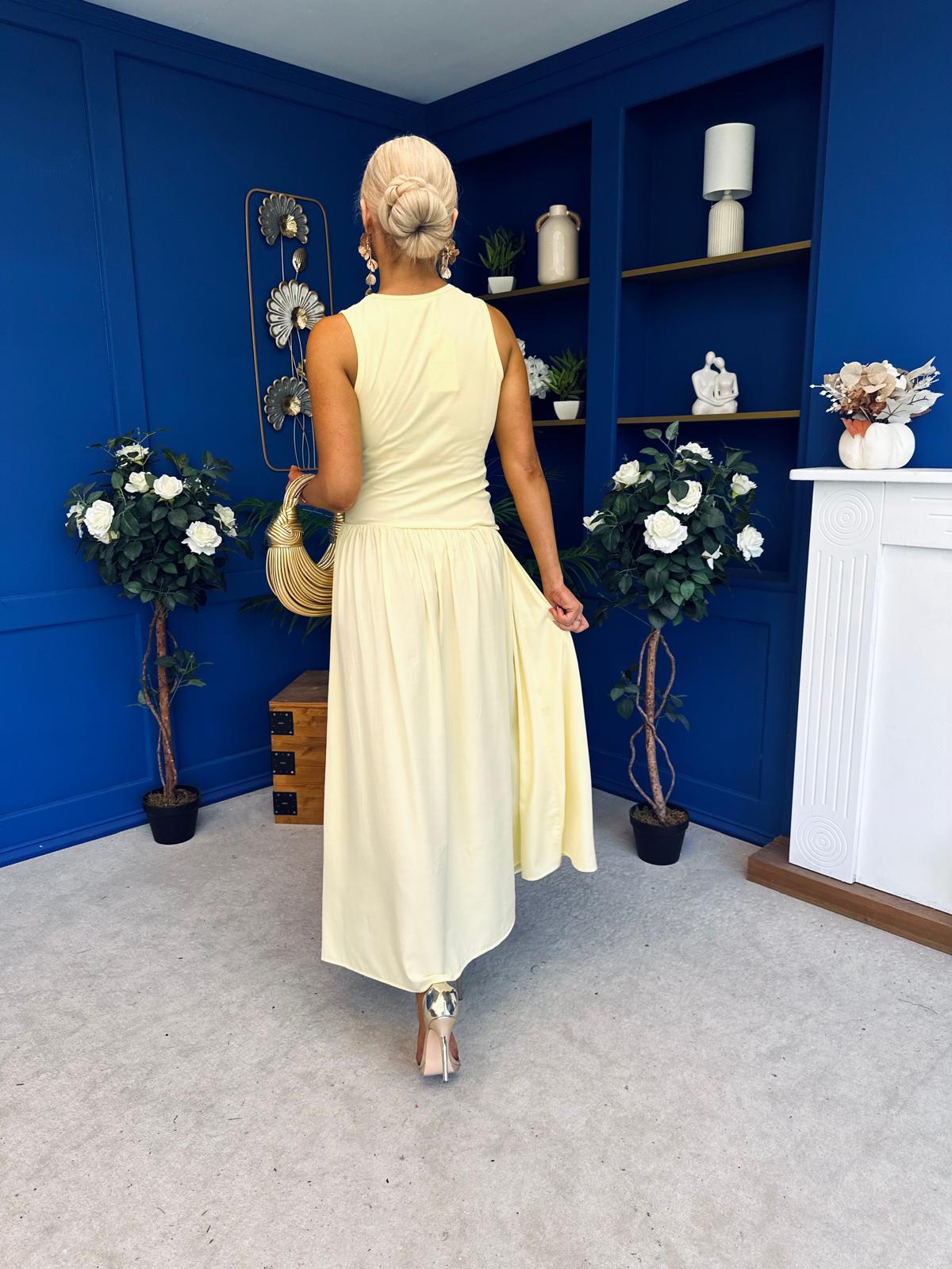 Tobi Sleeveless Detailed Midi Dress Yellow