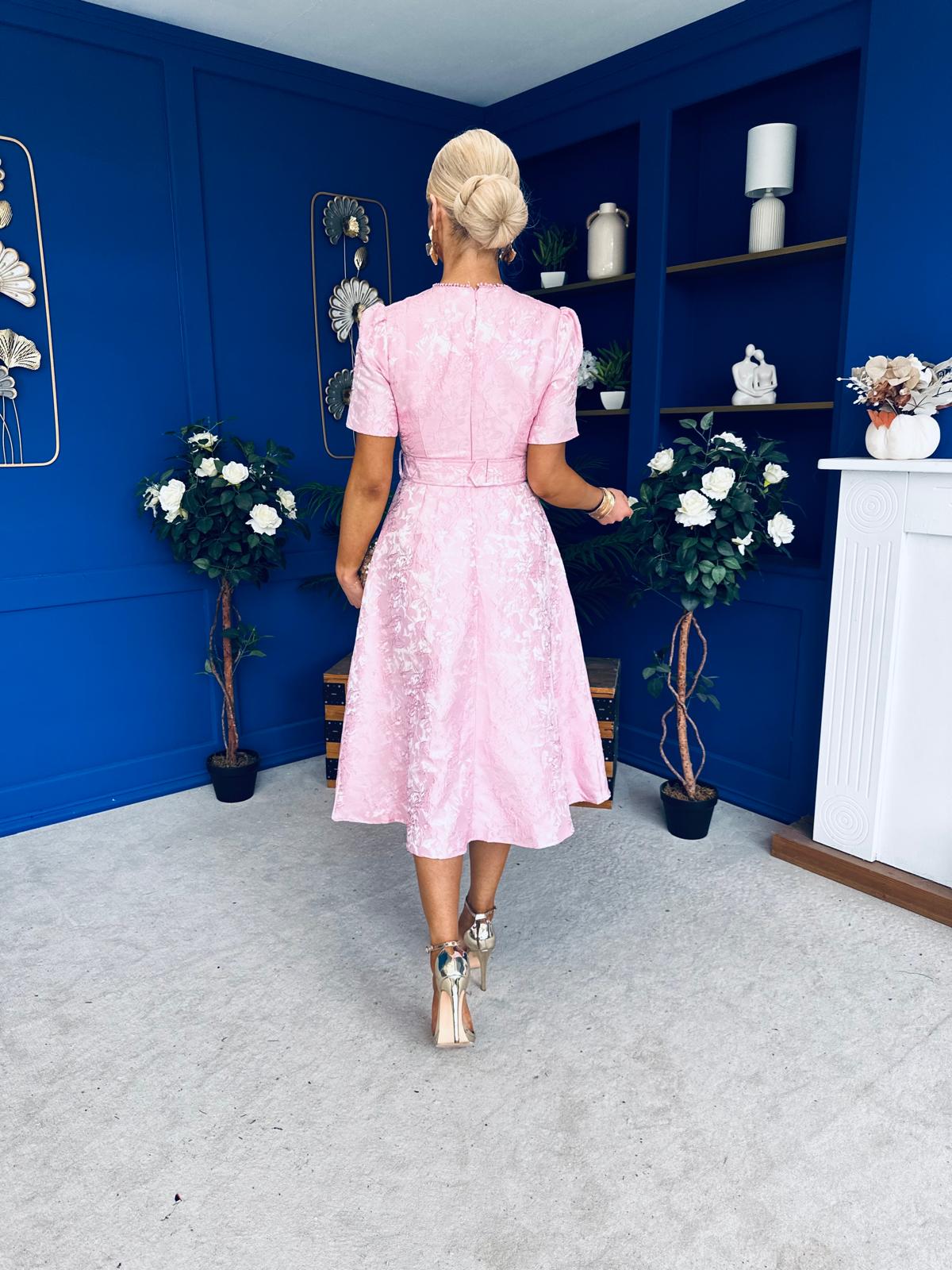 Patricia Jacquard Occasion Dress Pink