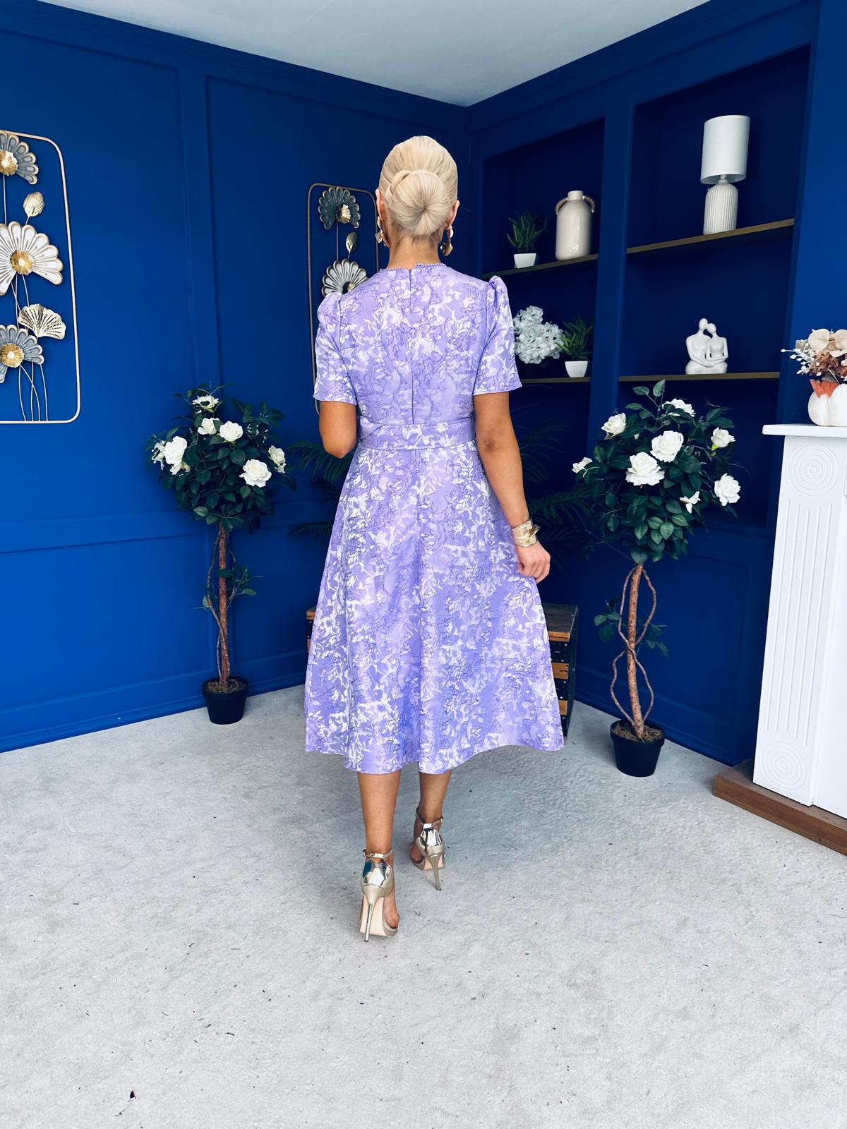 Patricia Jacquard Occasion Dress Lilac