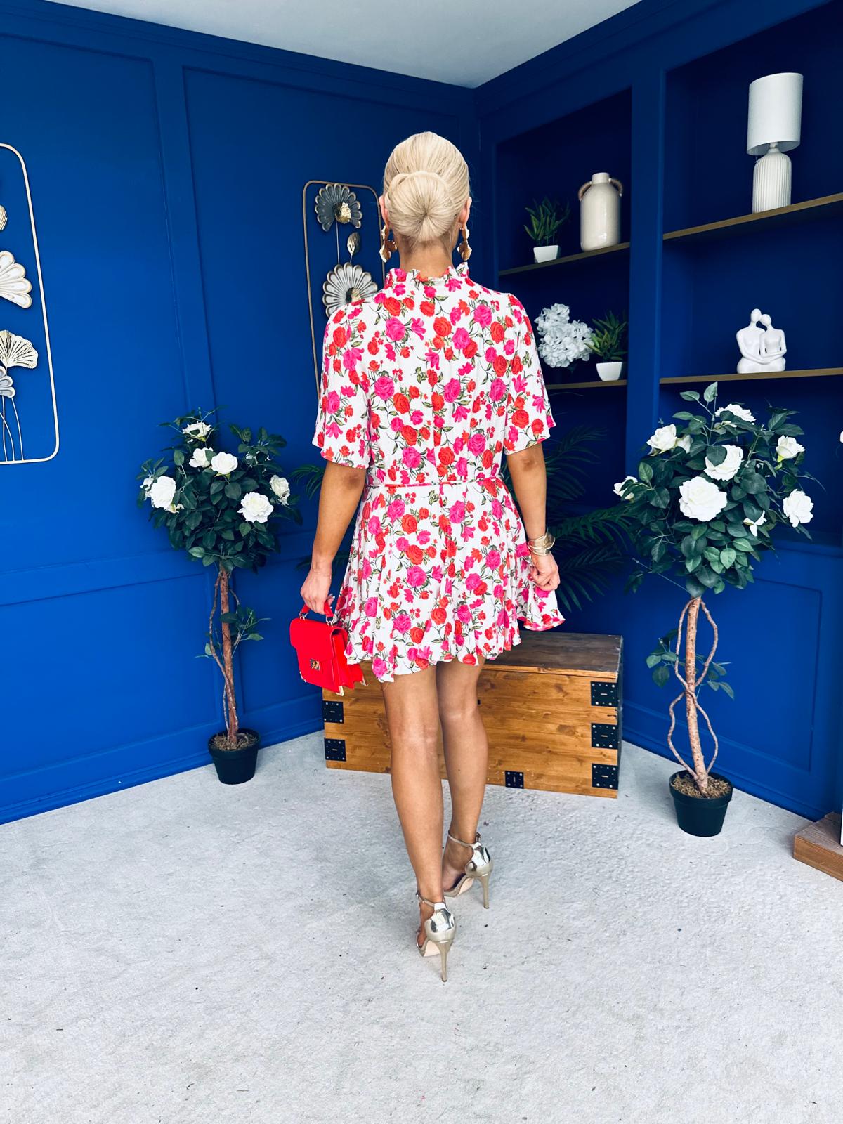 Gerri Hem Detail Mini Dress Rose