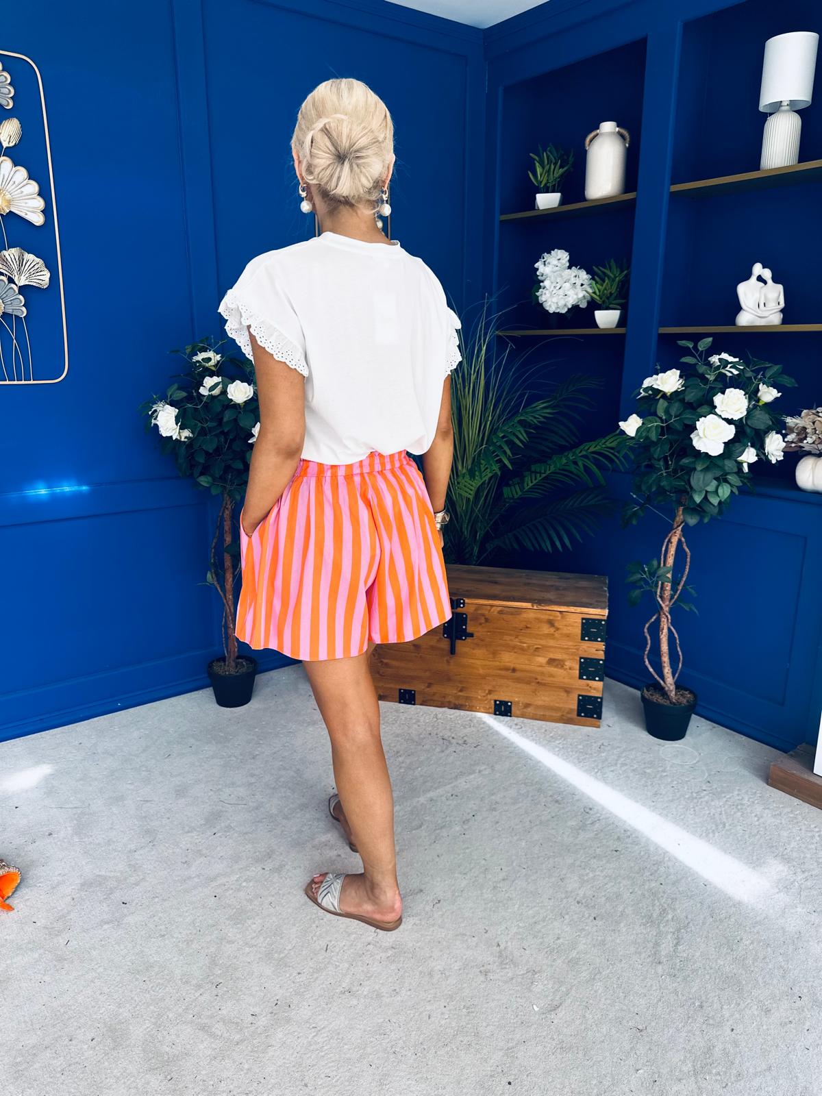 Hana Striped Casual Shorts Amber