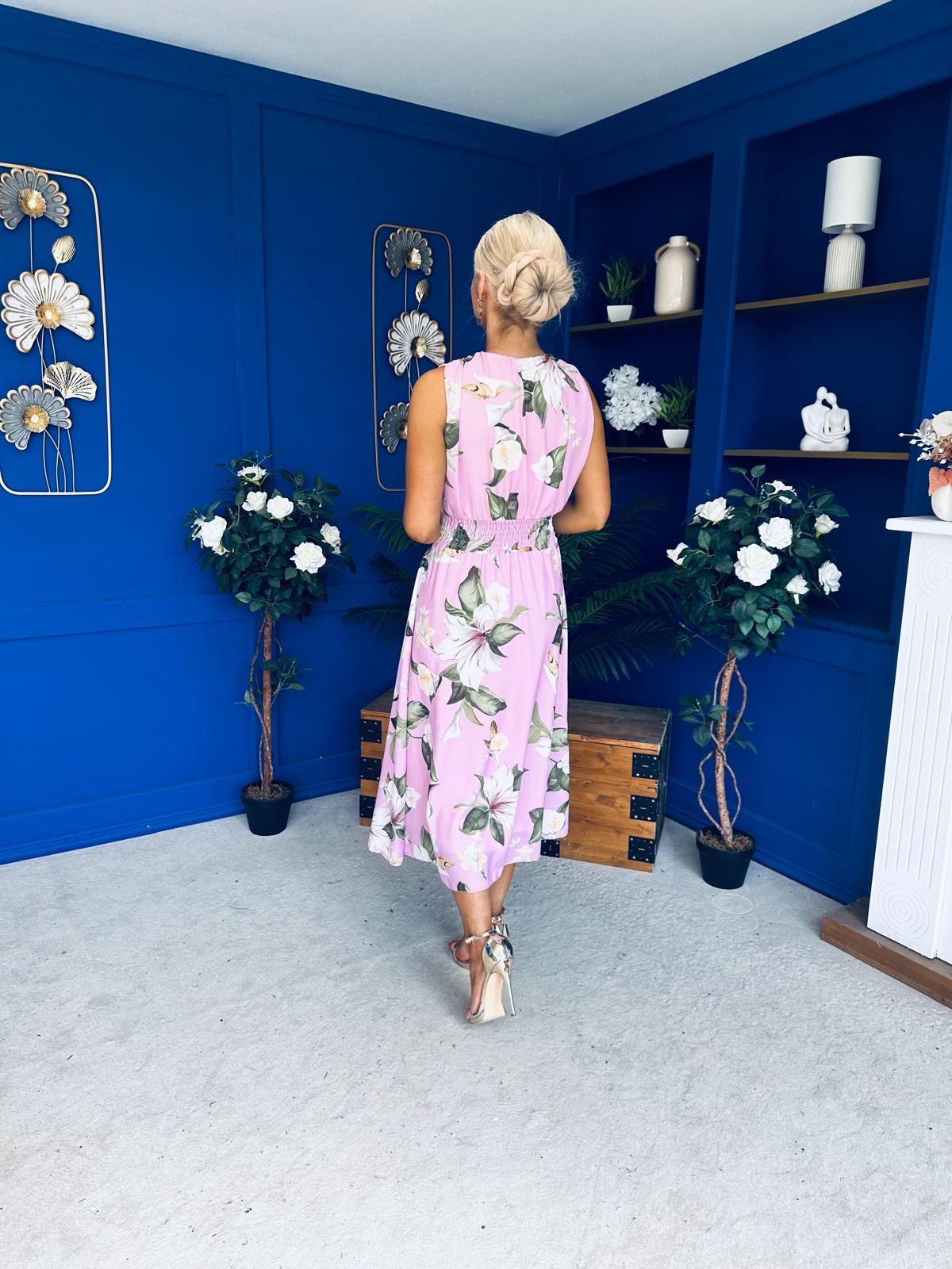 Layce Banded Midi Dress Floral Lavender