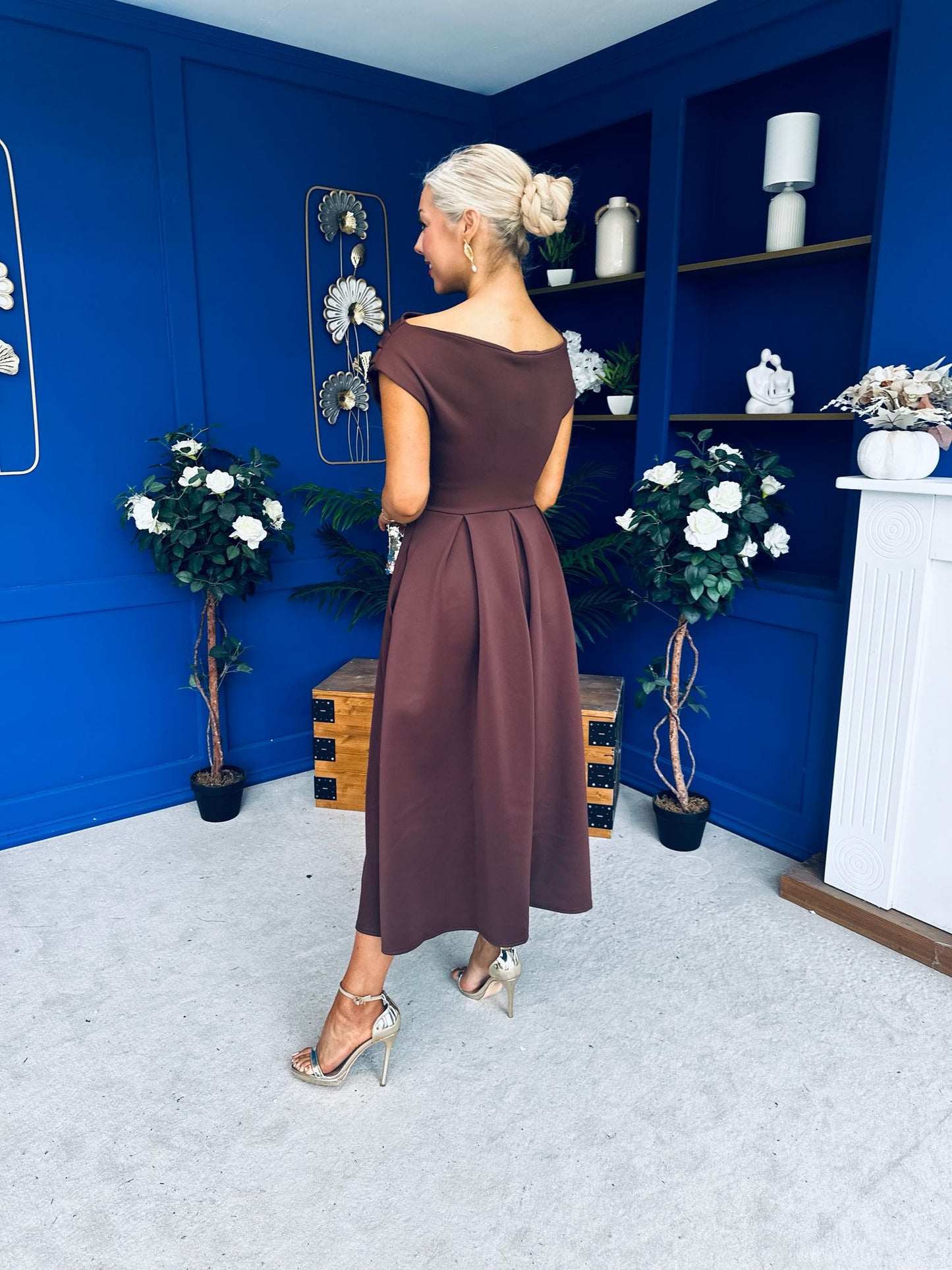 Breffy Asymmetric Neckline Skater Midi Coco