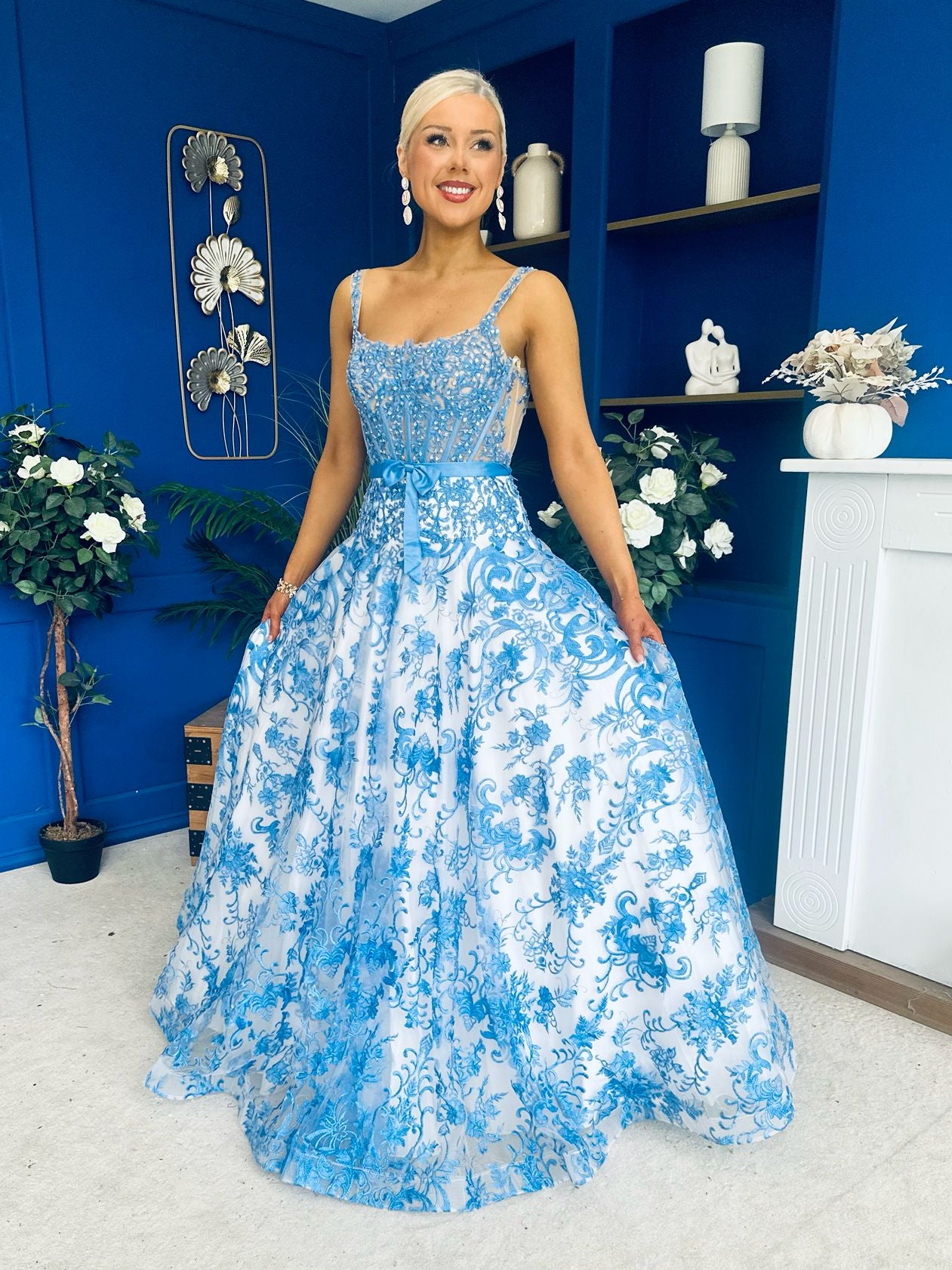 Isadora Embellished Occasion Maxi Dress Blue – Canella Lane