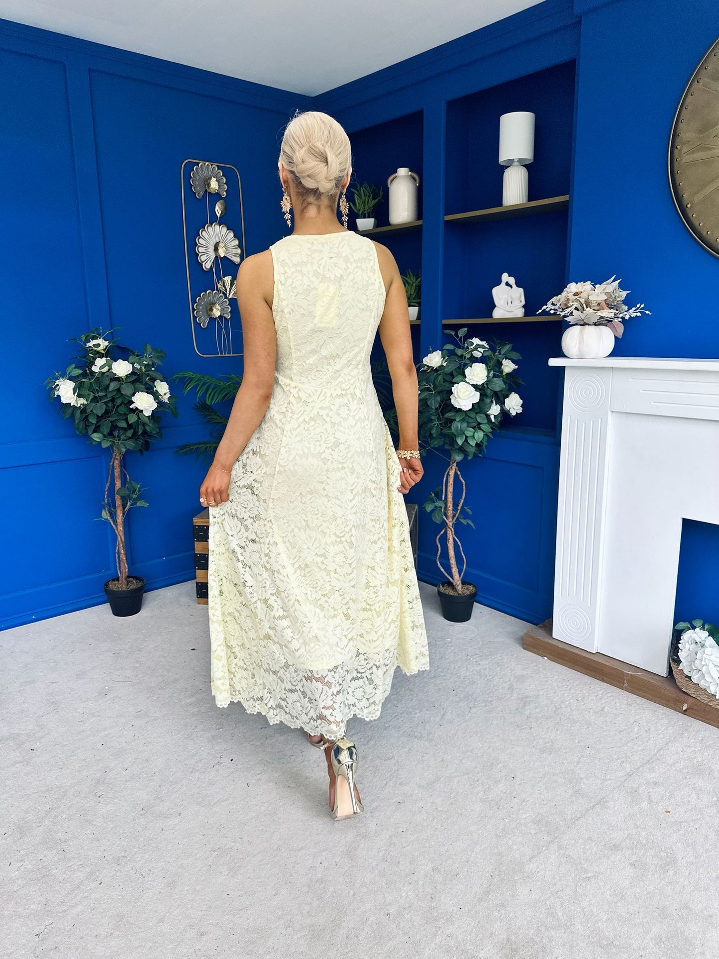 Catalina Detailed Lace Occasion Dress Yellow