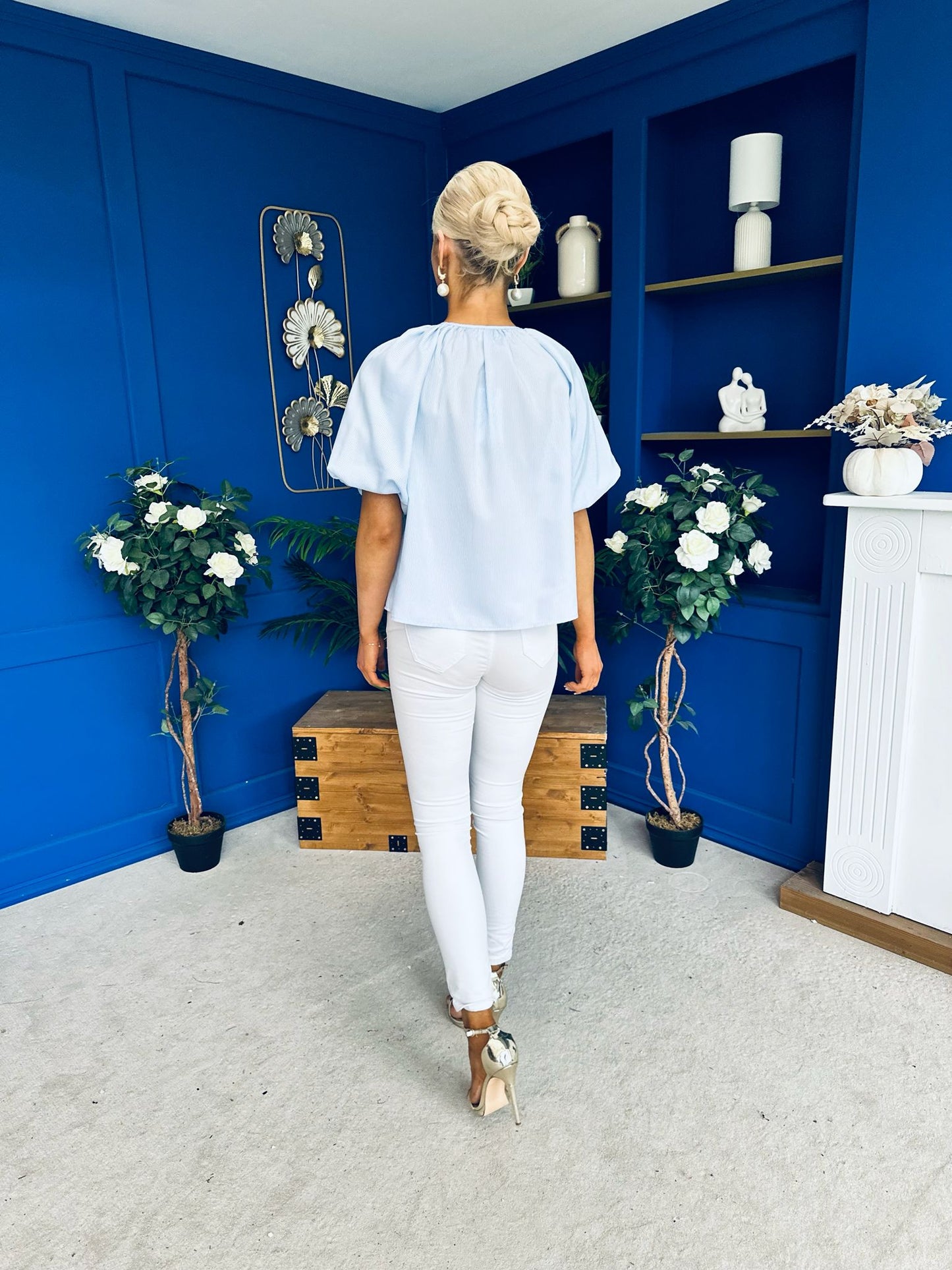 Tiana Embroidered Top Blue