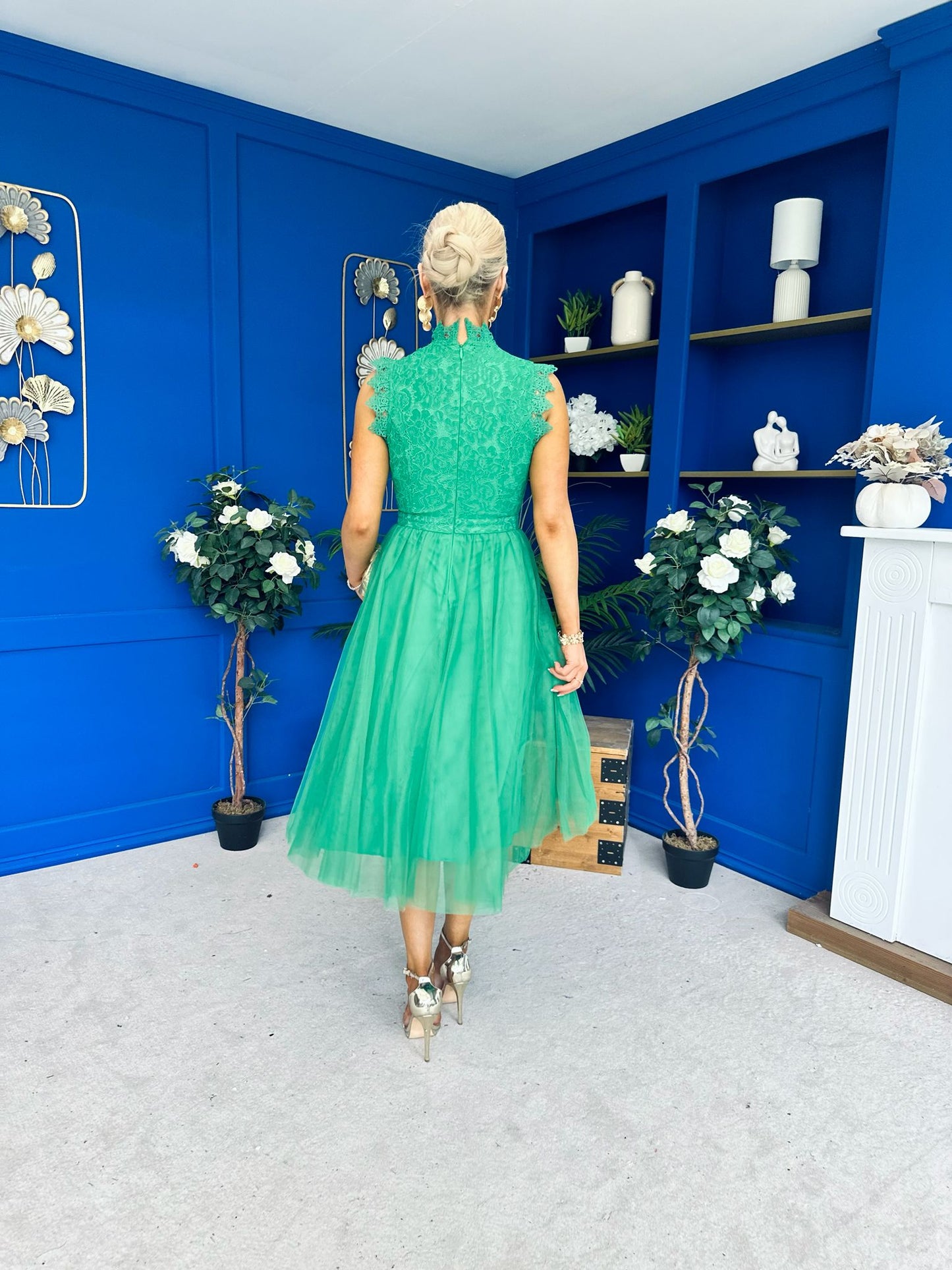 Sharon Lace & Tulle Occasion Dress Emerald