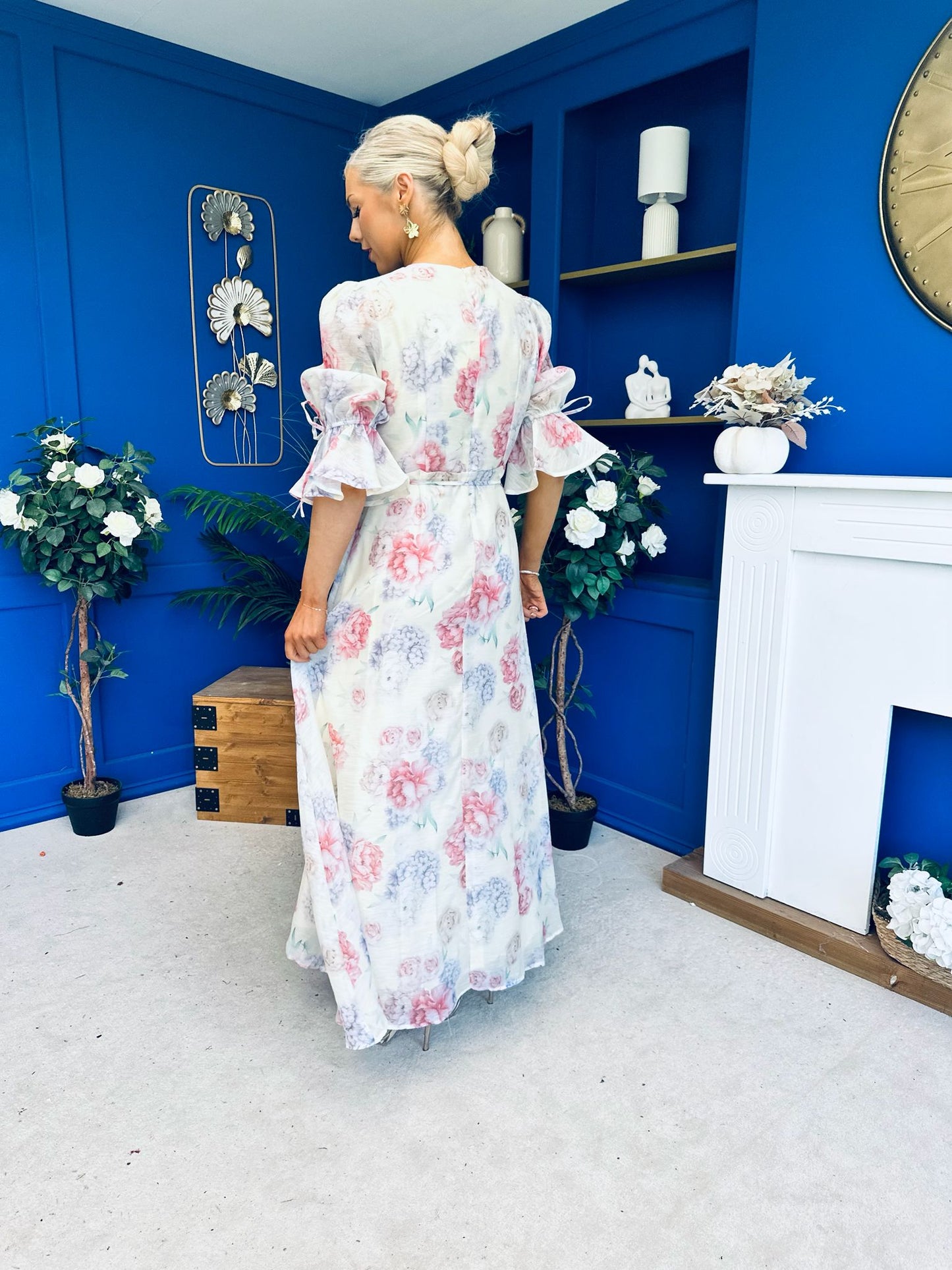 Holly 3D Floral Detailed Occasion Dress Floral Butter Cream