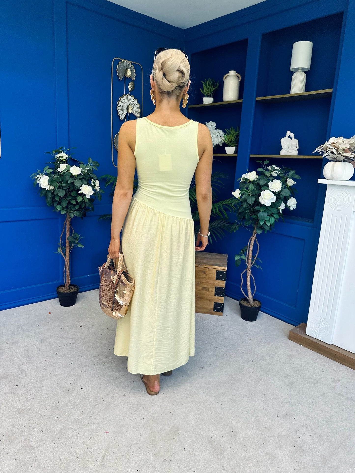 Dorris Detailed Midi Dress Yellow