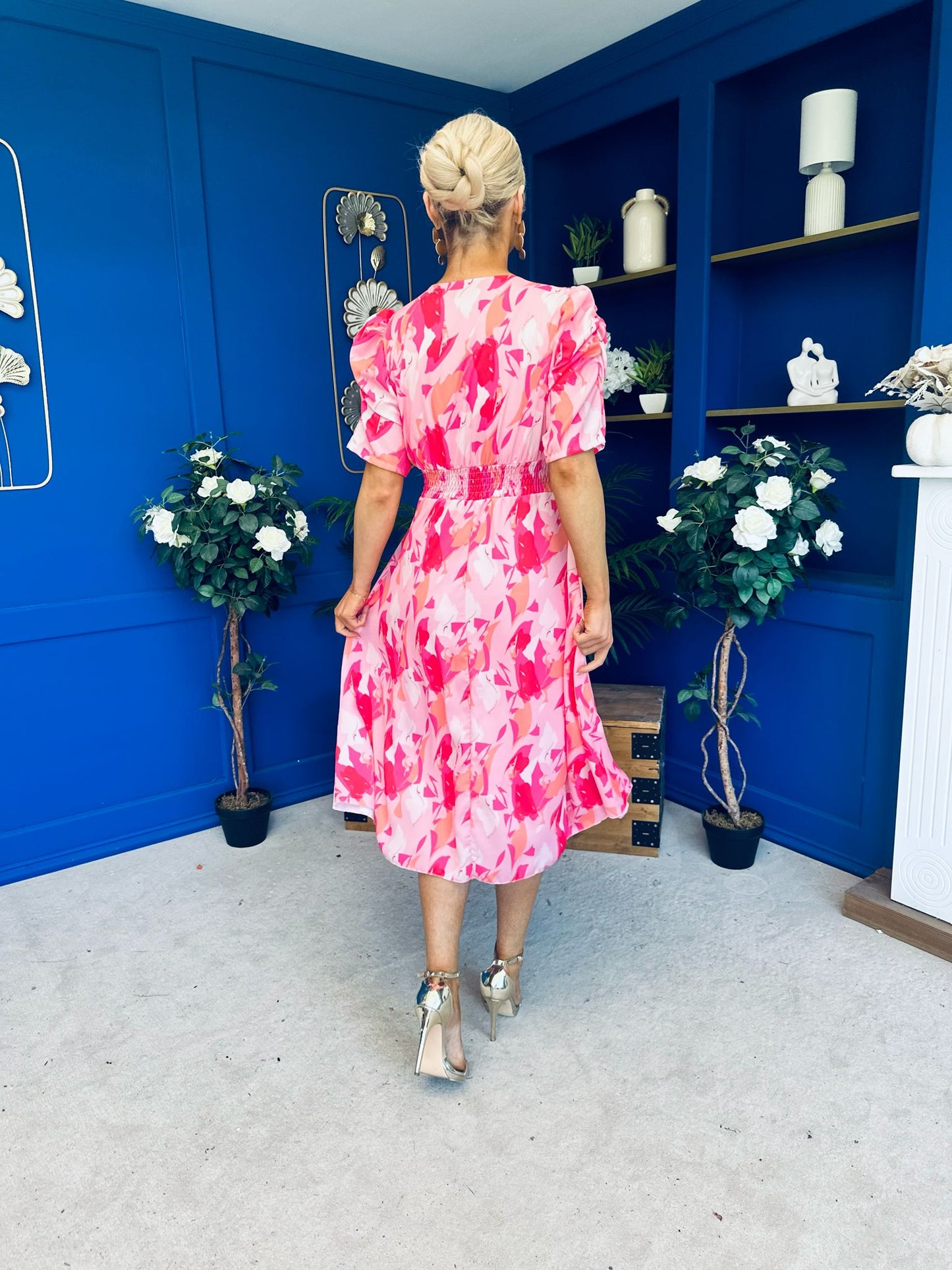 Dearbhla Banded Midi Dress Geo Pink